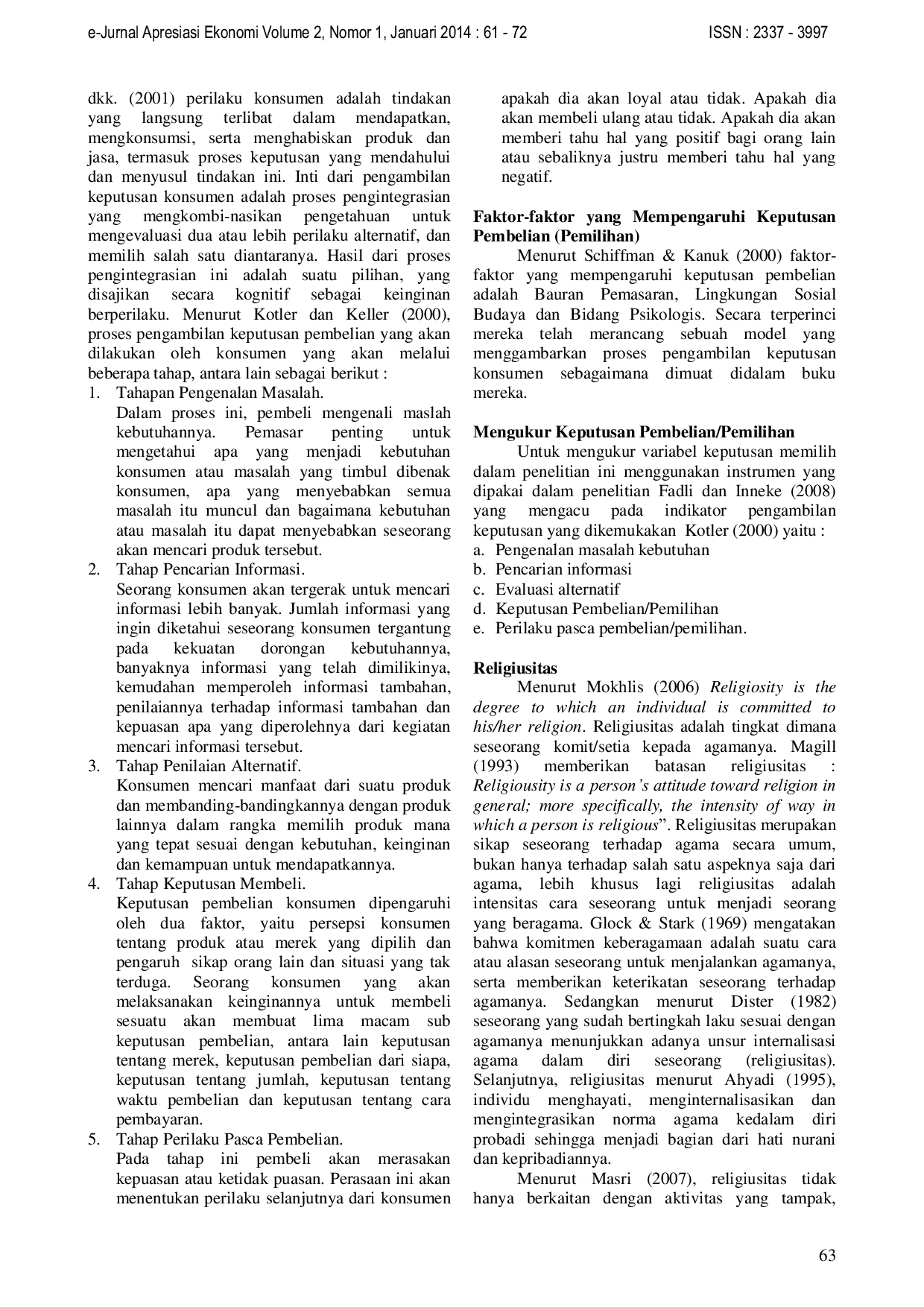 JURIS Pengaruh Kualitas Produk Terhadap Keputusan Menyimpan Dana Di Bank Muamalat Indonesia Cabang Pasaman Barat Dengan Religiusitas Sebagai Variabel Moderator