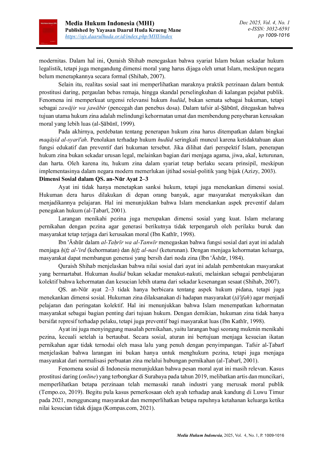 JURIS AsbAbun Nuzl Surah An Nr Ayat 2 3 Analisis Hukum Zina dan Konsekuensinya dalam Perspektif Al Qur an