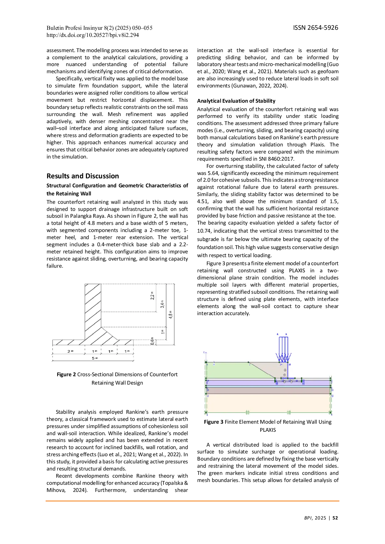 JURIS Analytical and Numerical Analysis of Retaining Wall Stability in Soft Soil A Case Study of the Sakan Mendawai Drainage Project in Palangka Raya