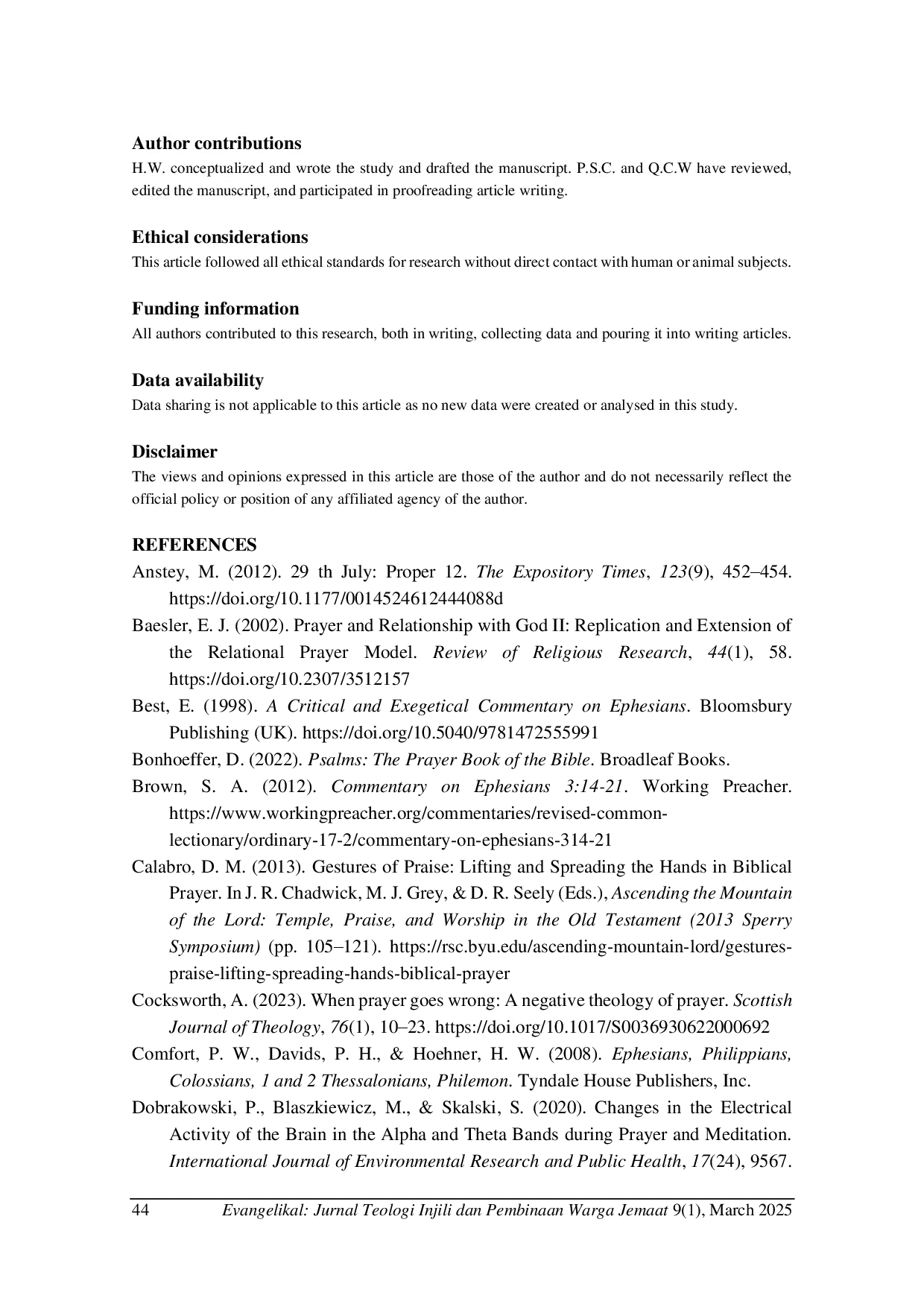juris Understanding prayer in the light of Ephesians 3 12 21 to experience God s love An ethnoscopic analysis approach