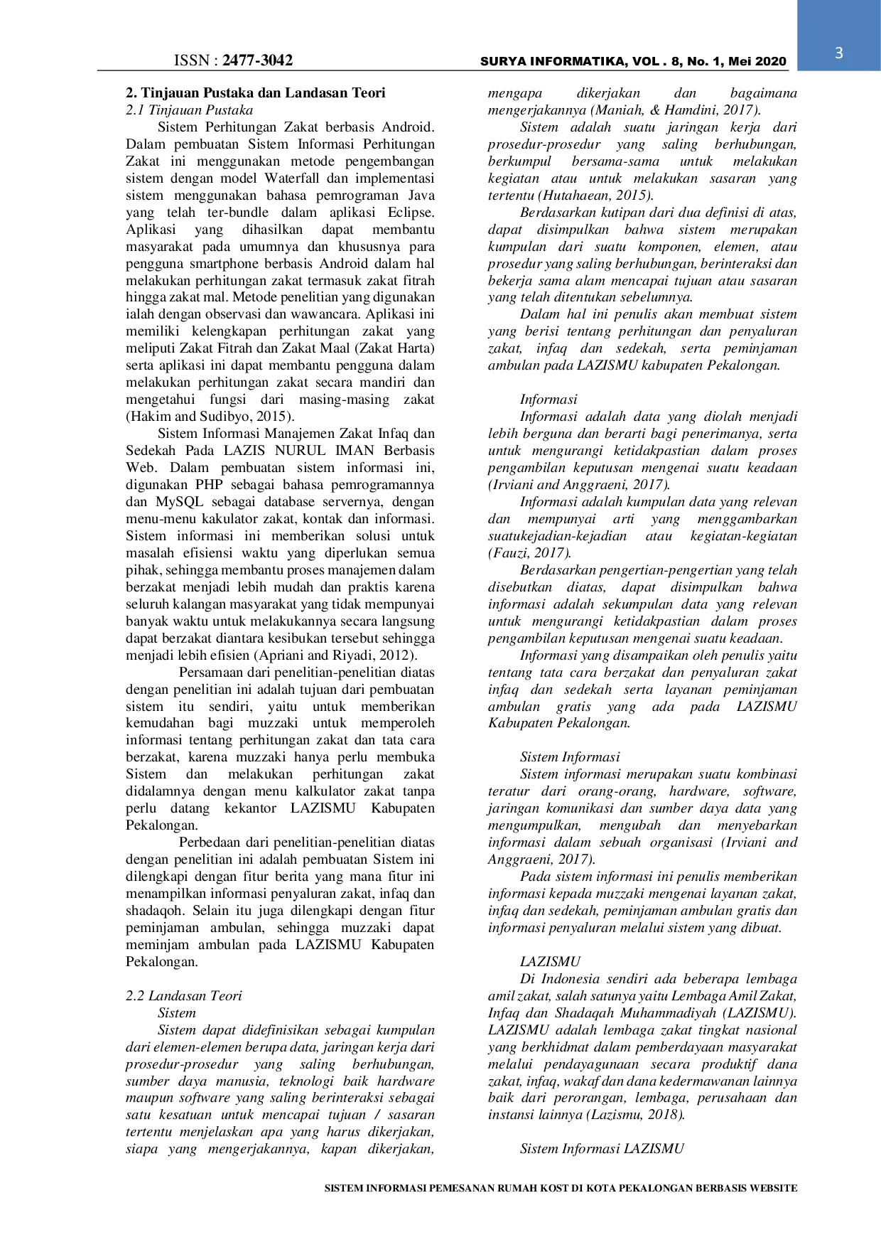 JURIS Sistem Informasi Lazismu Kabupaten Pekalongan Berbasis Android