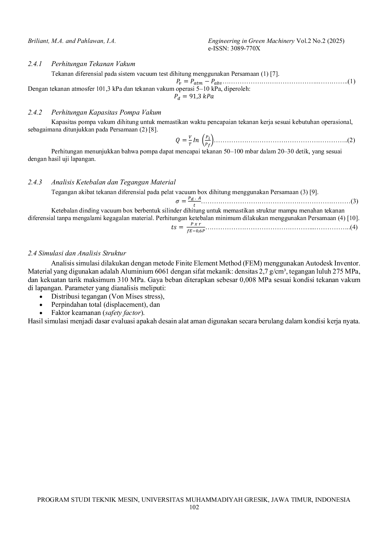 JURIS The EVALUASI DESAIN DAN KINERJA ALAT VACUUM TEST SEBAGAI METODE NON DESTRUCTIVE TESTING NDT PADA SAMBUNGAN LAS