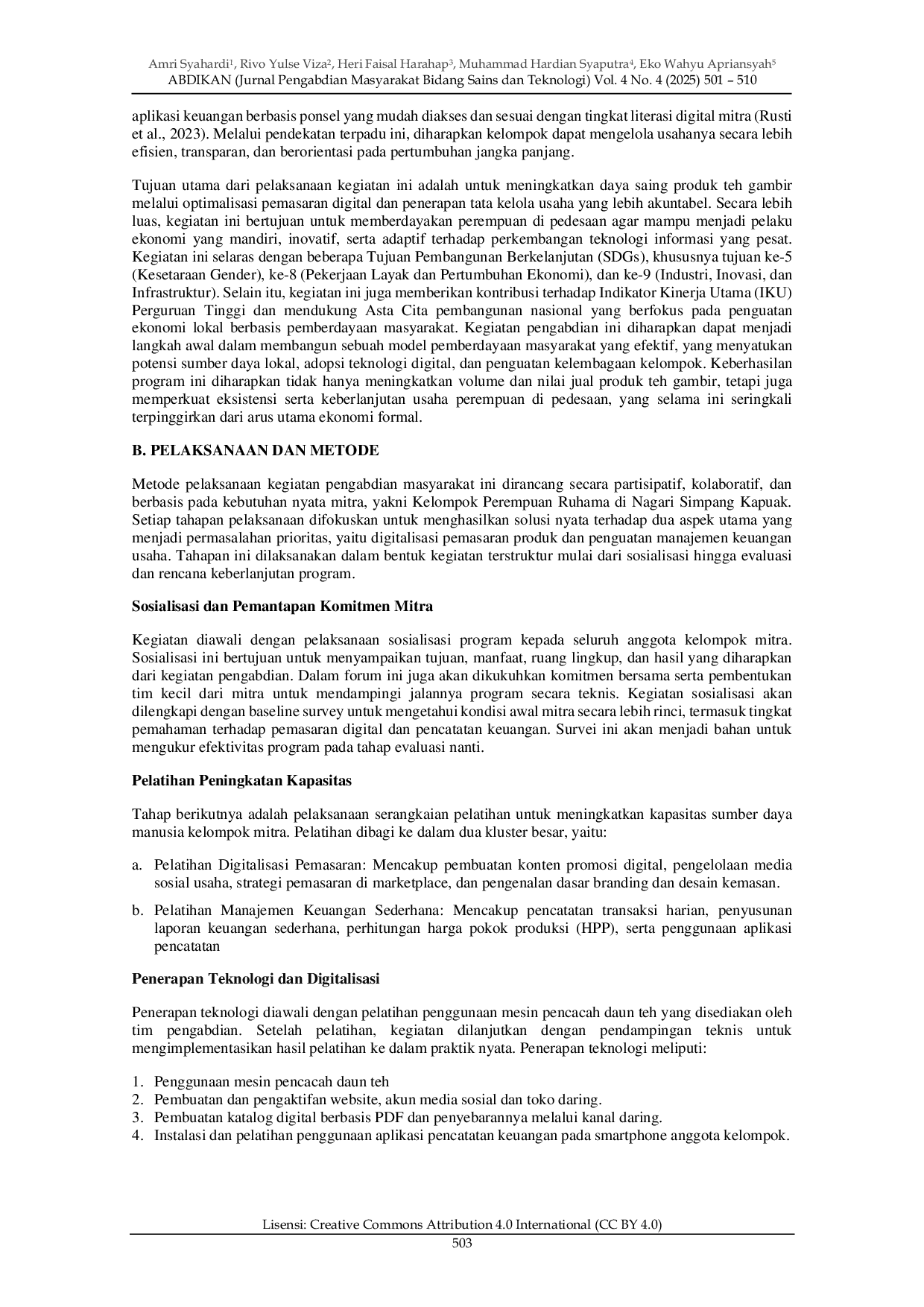 JURIS Pemberdayaan Perempuan Ruhama Simpang Kapuak Kecamatan Mungka melalui Digitalisasi dan Manajemen Keuangan dalam Penguatan Usaha Teh Gambir Lokal