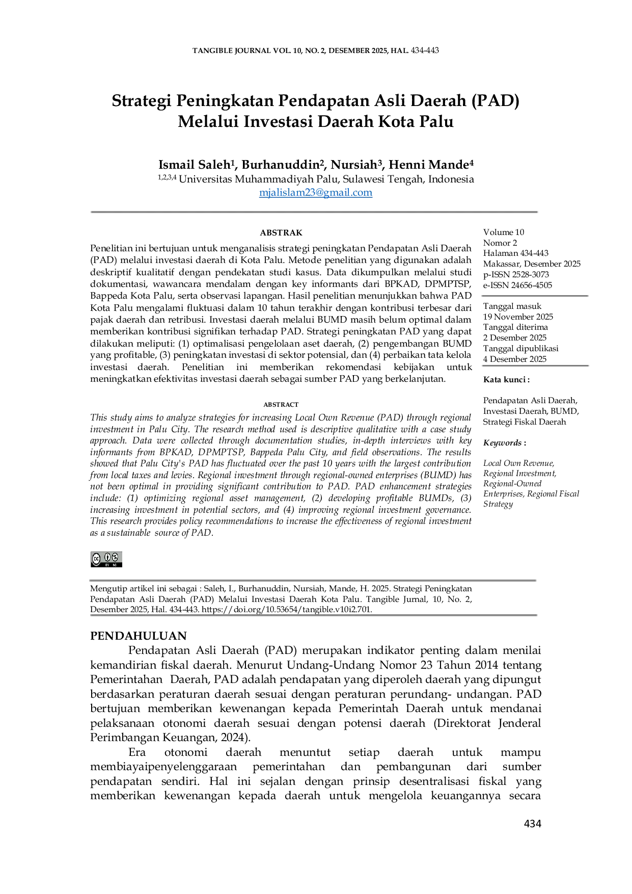 JURIS Strategi Peningkatan Pendapatan Asli Daerah PAD Melalui Investasi Daerah Kota Palu