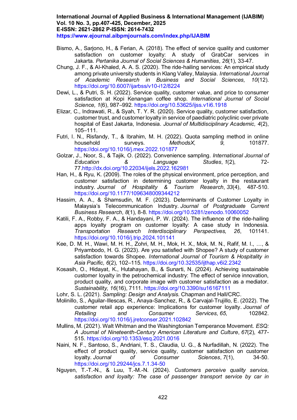 JURIS The Influence of Service Quality and Price Perception on Customer Loyalty The Mediating Role of Customer Satisfaction in Ride Hailing Service