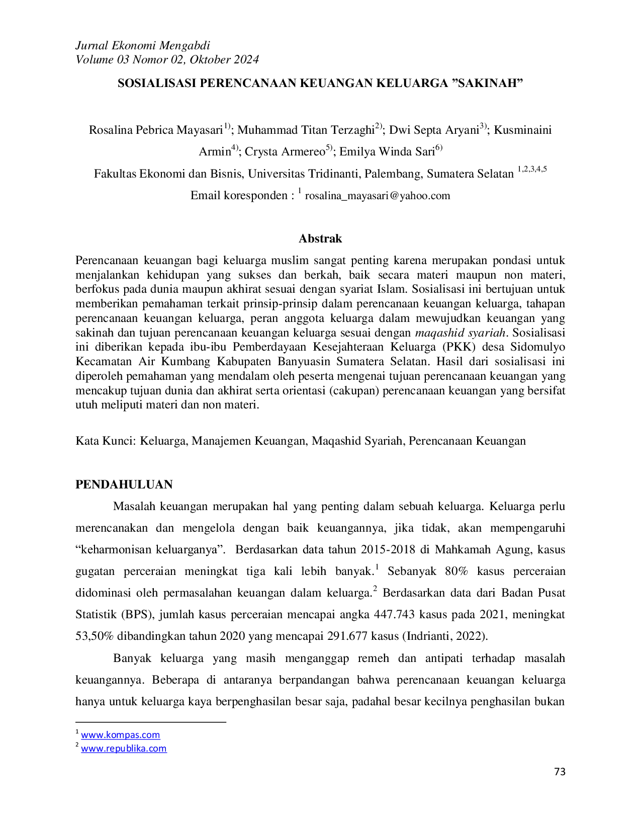 JURIS Sosialisasi Perencanaan Keuangan Keluarga Sakinah