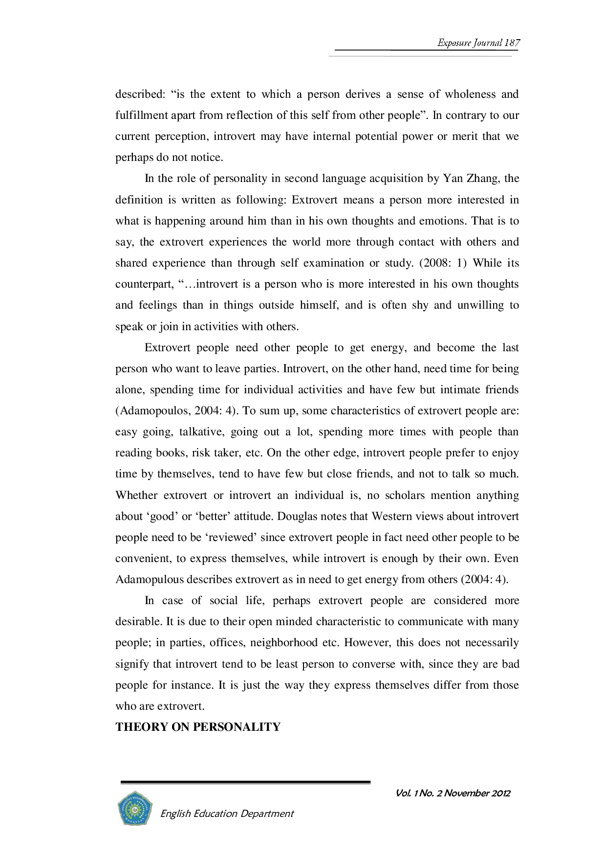 JURIS The Correlation Between Students Extraversion Personality And Their Writing Skill At Muhammadiyah University Of Makassar A Descriptive Study