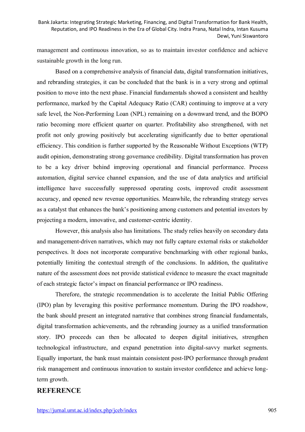 JURIS Bank Jakarta Integrating Strategic Marketing Financing and Digital Transformation for Bank Health Reputation and IPO Readiness in the Era of Global City