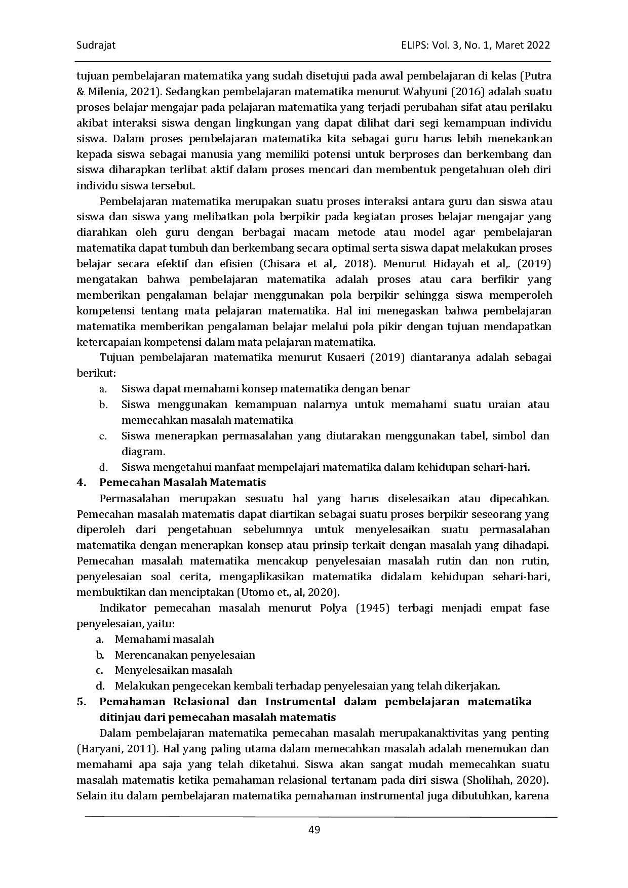 juris Pemahaman Relasional Dan Instrumental Bagaimana Pengaruhnya Dalam Pembelajaran Matematika Ditinjau Dari Pemecahan Masalah Matematiss