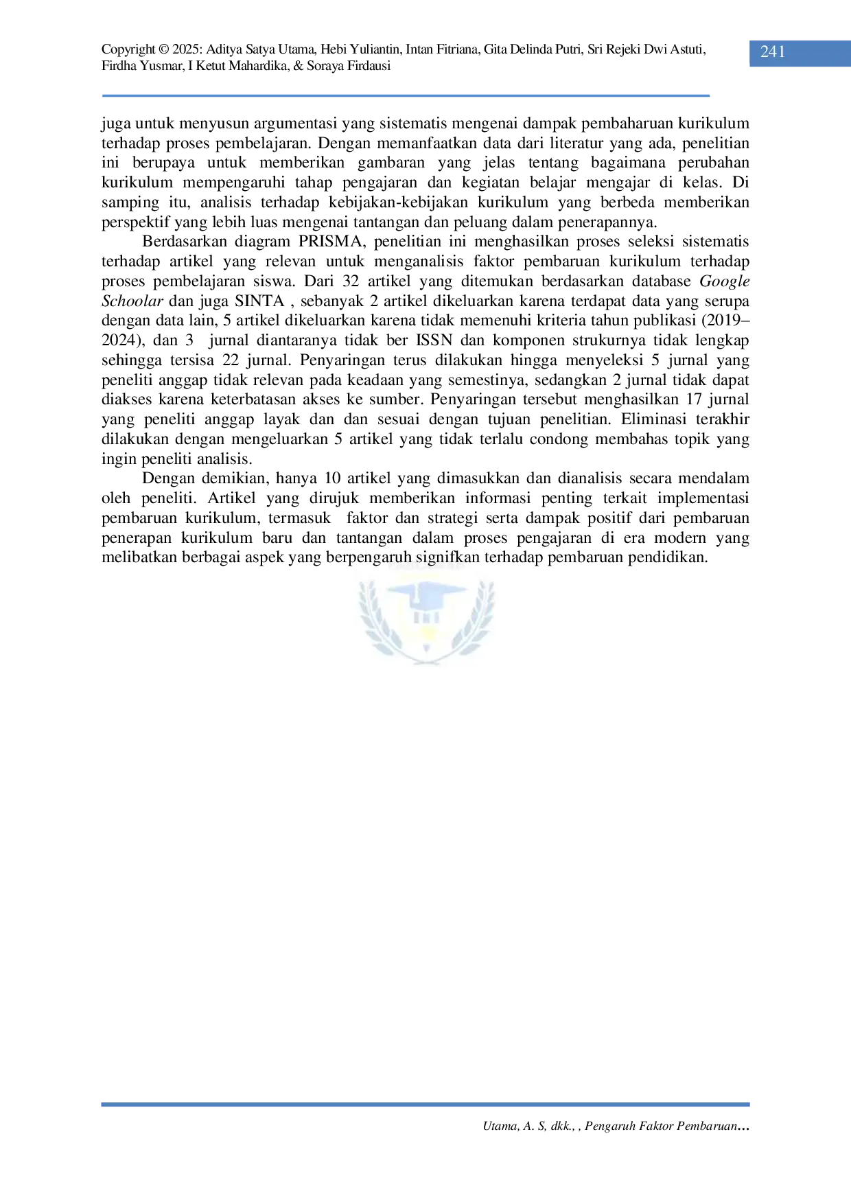 JURIS Pengaruh Faktor Pembaruan Kurikulum terhadap Proses Pembelajaran Siswa Sistematik Review