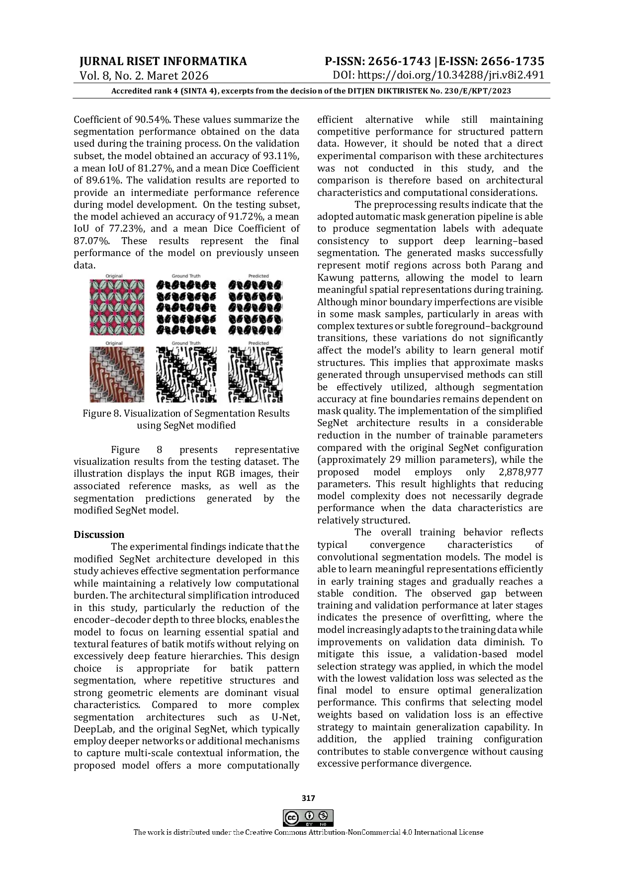 JURIS Image Segmentation of Yogyakarta Batik Pattern Using SegNet