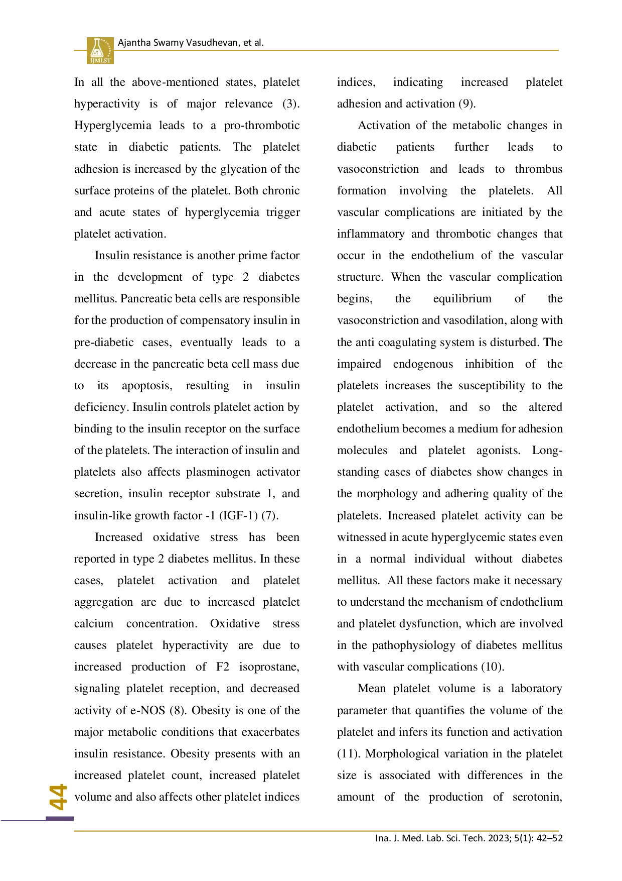 juris A Comparative Study of Mean Platelet Volume in Diabetic Population With and Without Vascular Complication