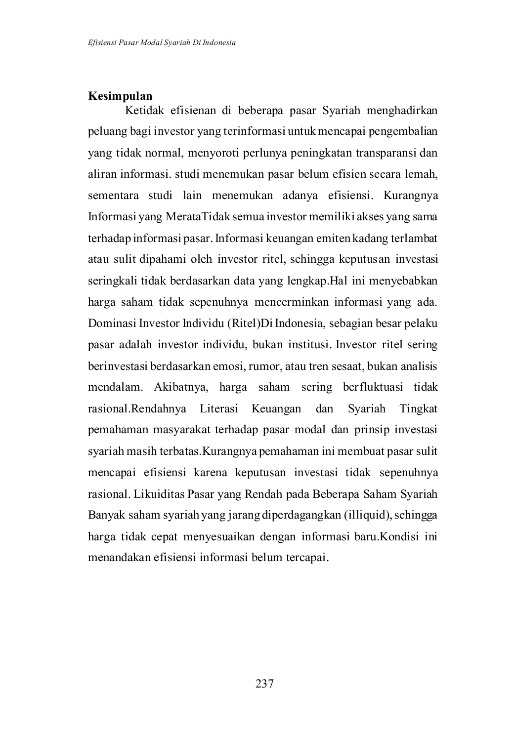 JURIS Efisiensi Pasar Modal Syariah Di Indonesia