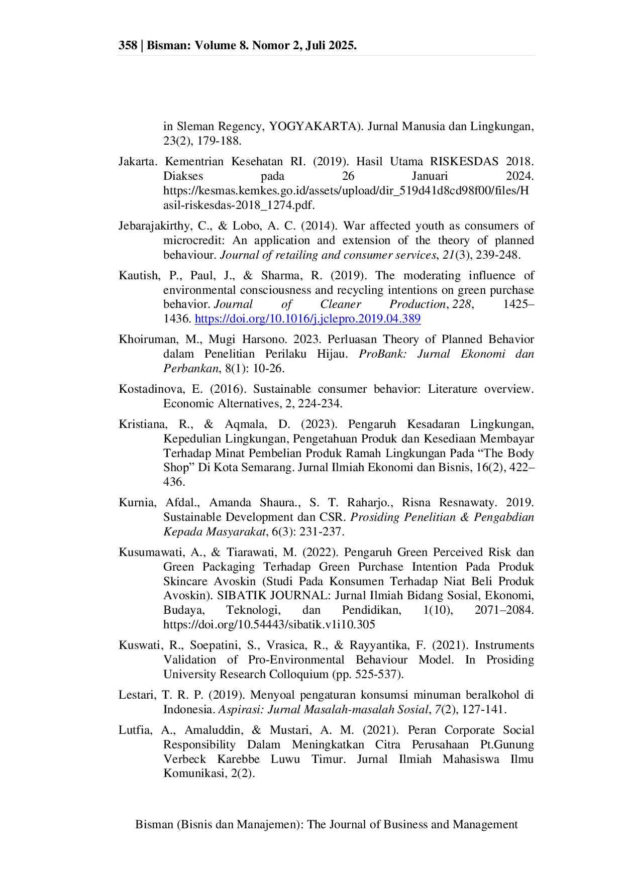 JURIS Faktor Faktor Yang Memengaruhi Perilaku Hijau Pada Program Recycle Point Le Minerale Di Daerah Istimewa Yogyakarta
