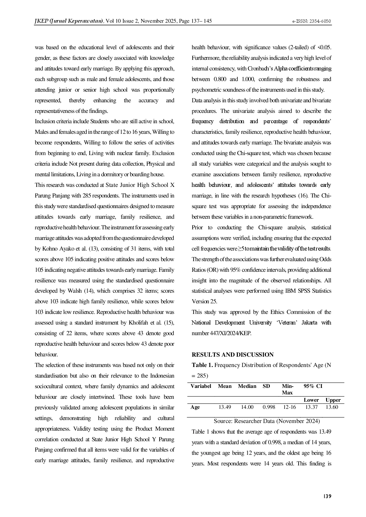 juris Hubungan Ketahanan Keluarga Dan Perilaku Kesehatan Reproduksi Dengan Sikap Terhadap Perkawinan Dini Pada Remaja Di Smp Negeri X Parung Panjang