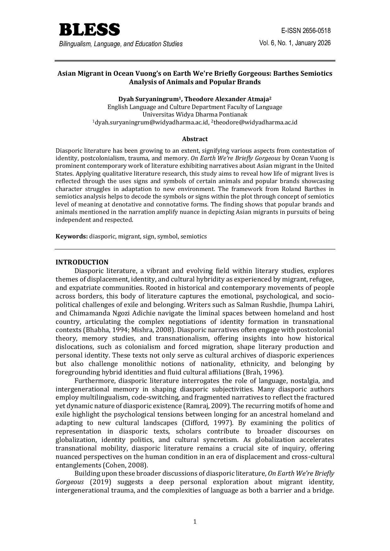 JURIS Asian Migrant in Ocean Vuong s on Earth We re Briefly Gorgeous Barthes Semiotics Analysis of Animals and Popular Brands