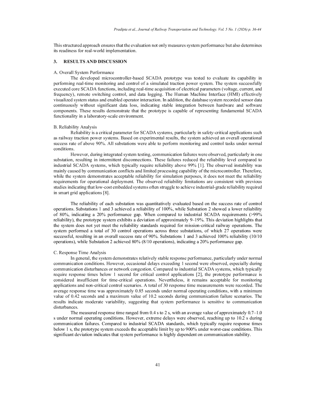 JURIS Feasibility Evaluation of a Microcontroller Based SCADA Prototype as an Operational Traction Substation Monitoring System