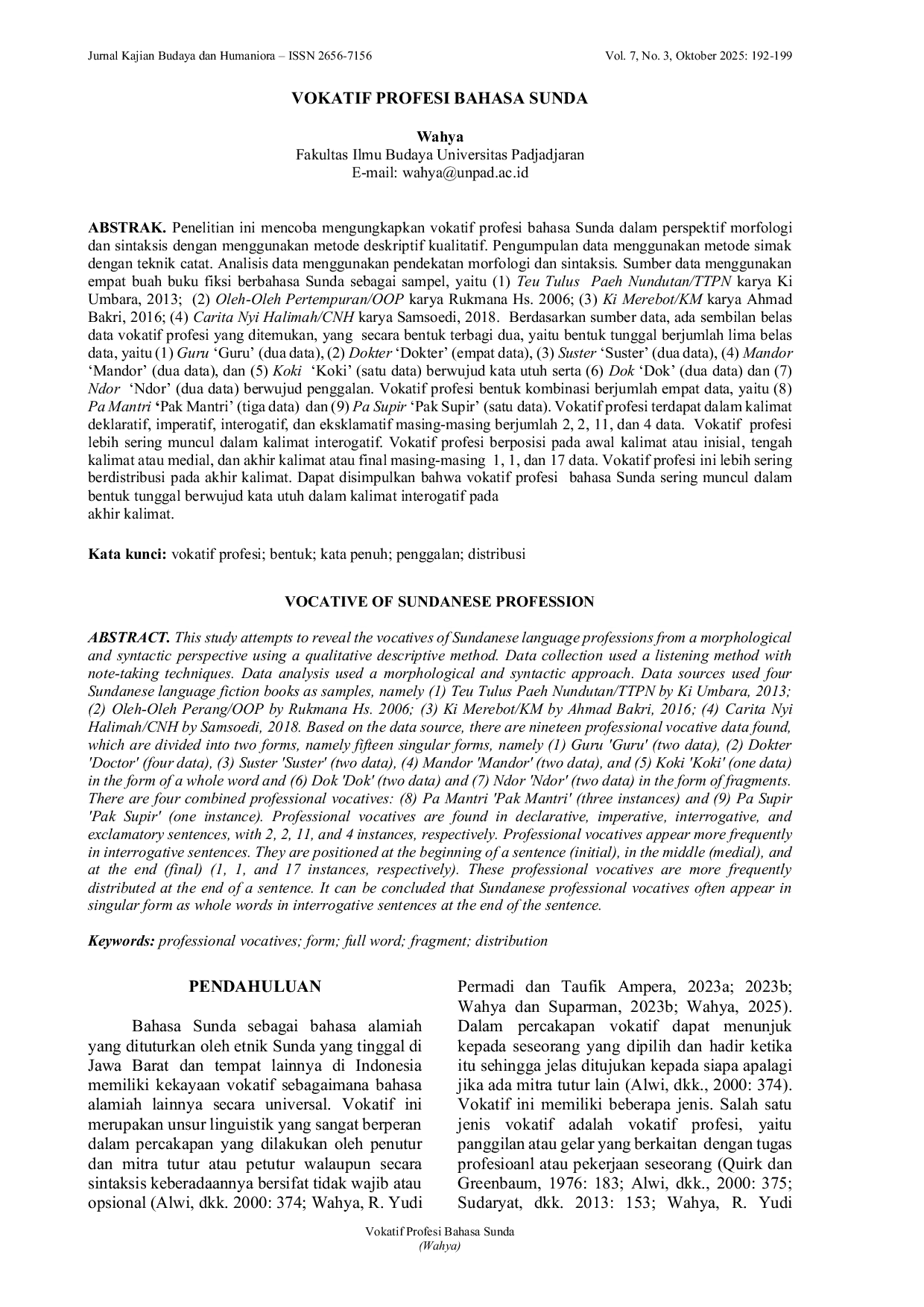 JURIS Vokatif Profesi Bahasa Sunda