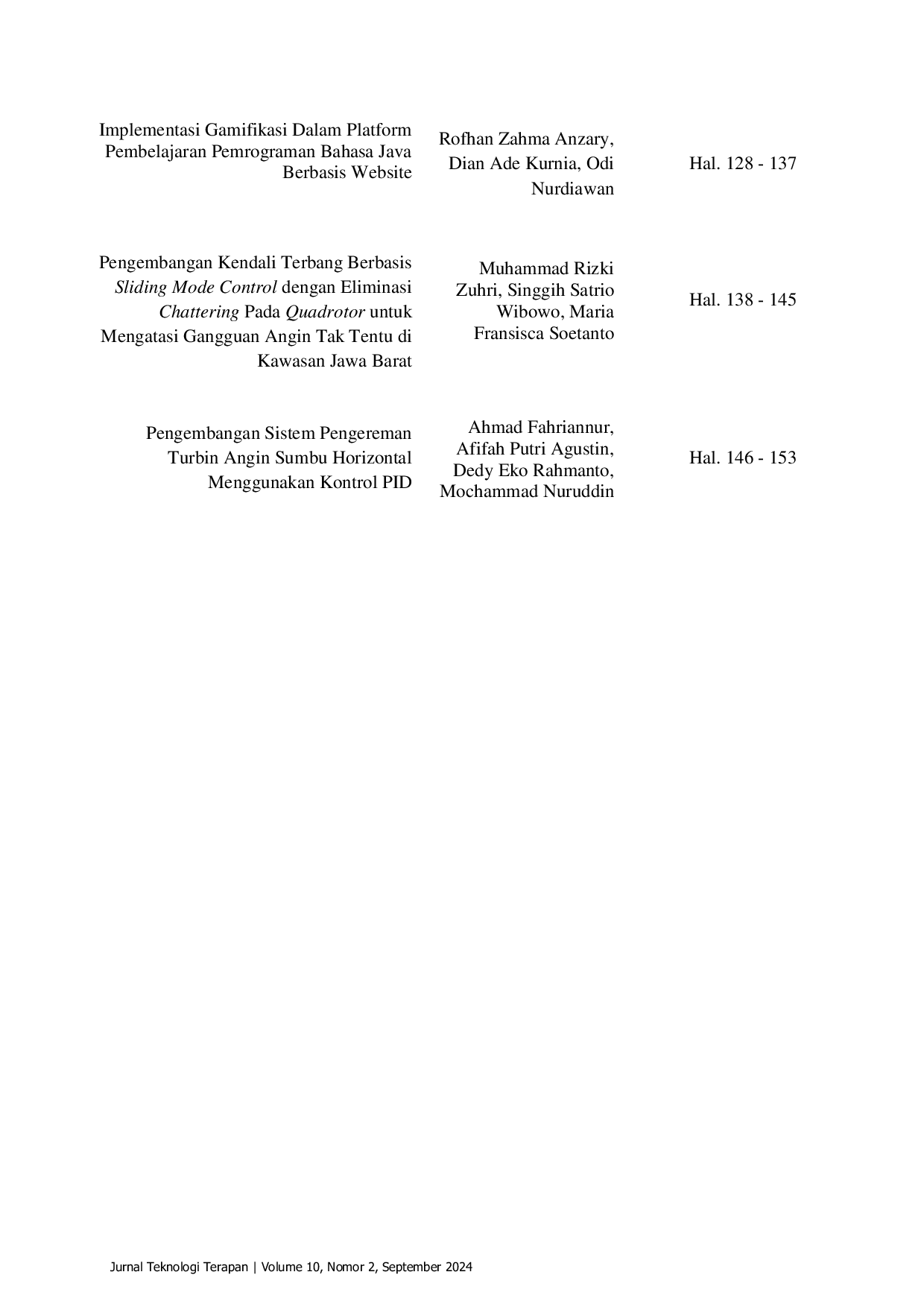 JURIS Daftar Isi JTT Vol 10 No 2