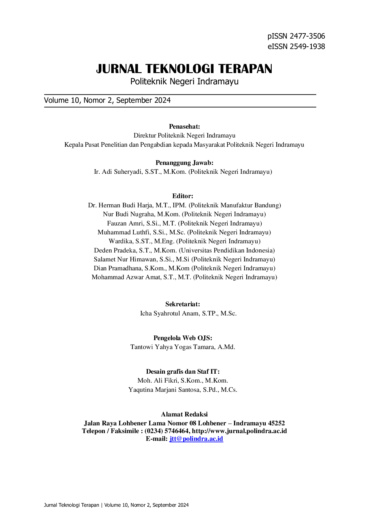 JURIS Daftar Isi JTT Vol 10 No 2
