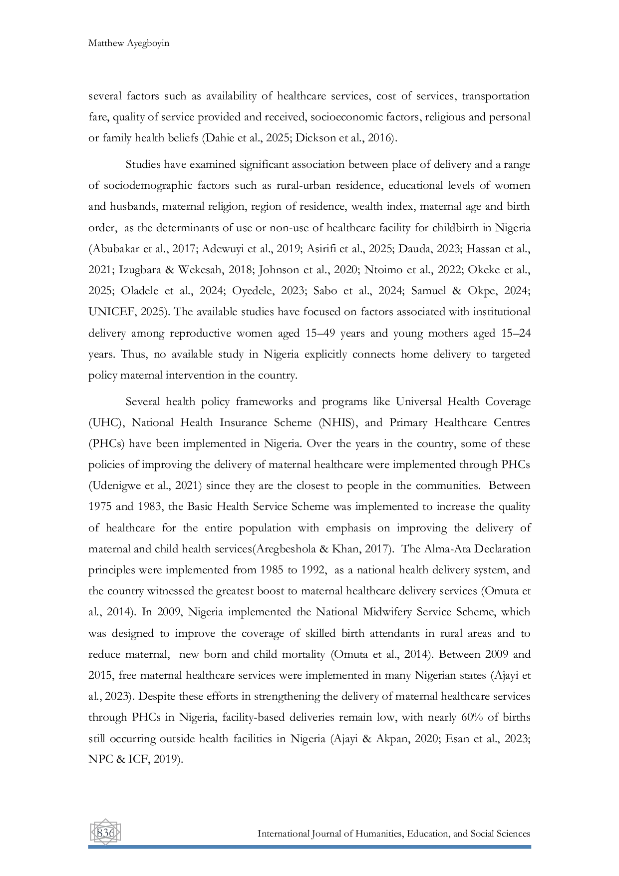 JURIS Determinants of Maternal Home Delivery in Nigeria Evidence for Targeted Health Policy Interventions