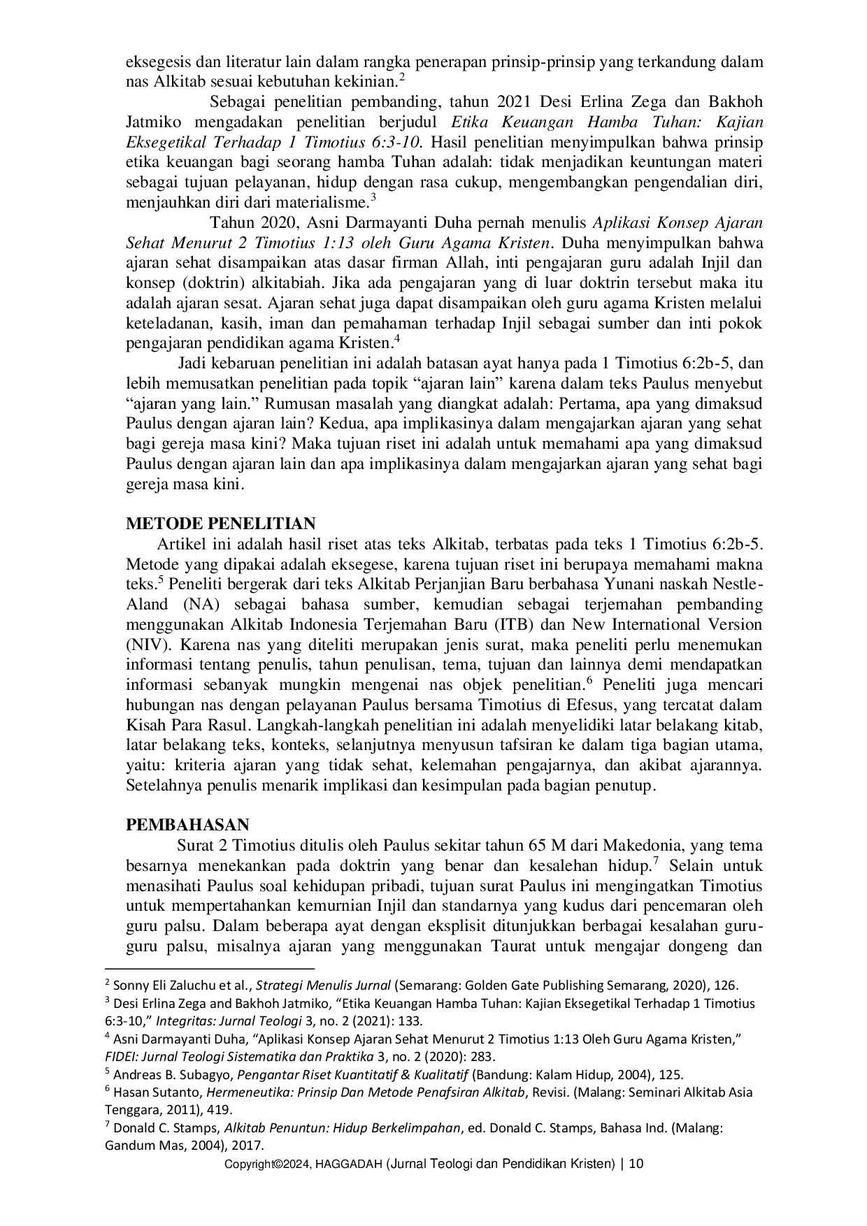 JURIS Kriteria Kelemahan dan Akibat Ajaran Lain Berdasarkan 1 Timotius 6 2b 5