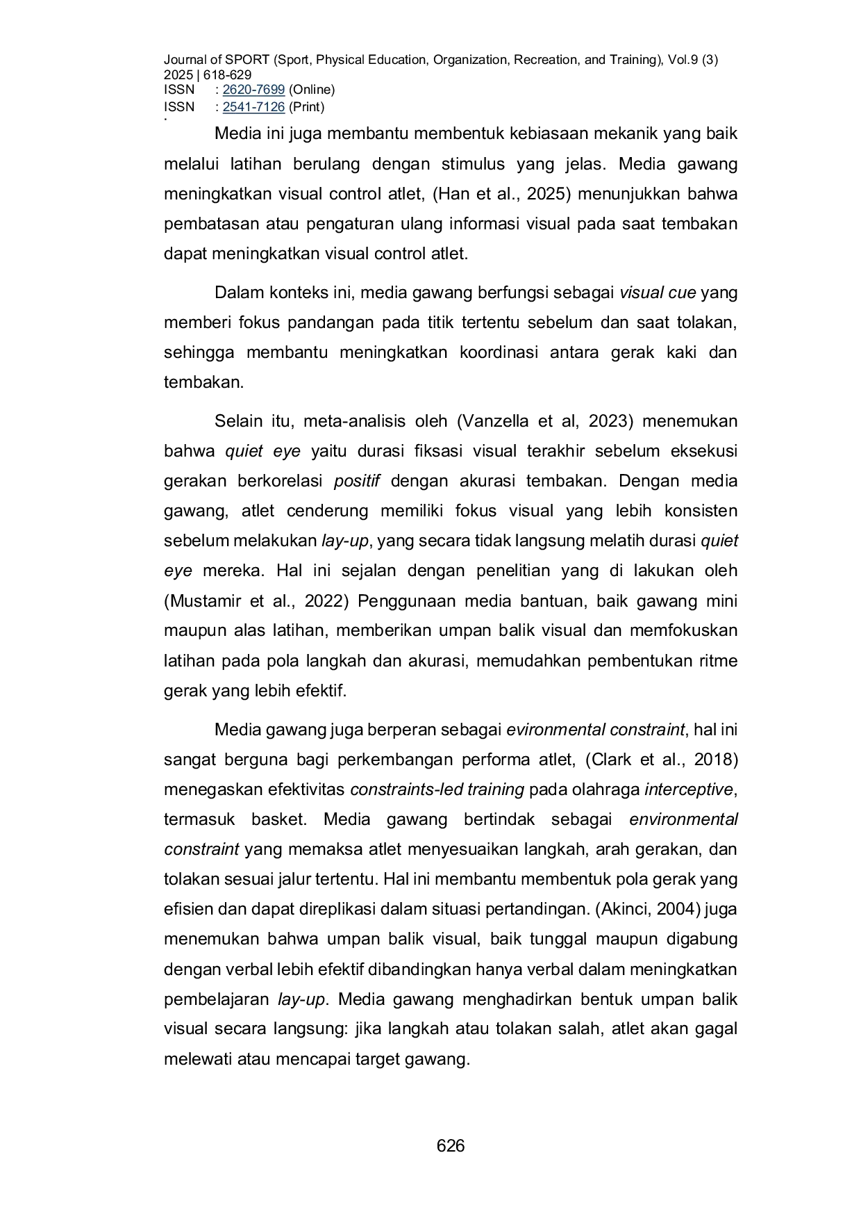 JURIS Pengaruh Latihan Step Lay Up Dengan Media Gawang Terhadap Keterampilan Lay Up Atlet Bola Basket