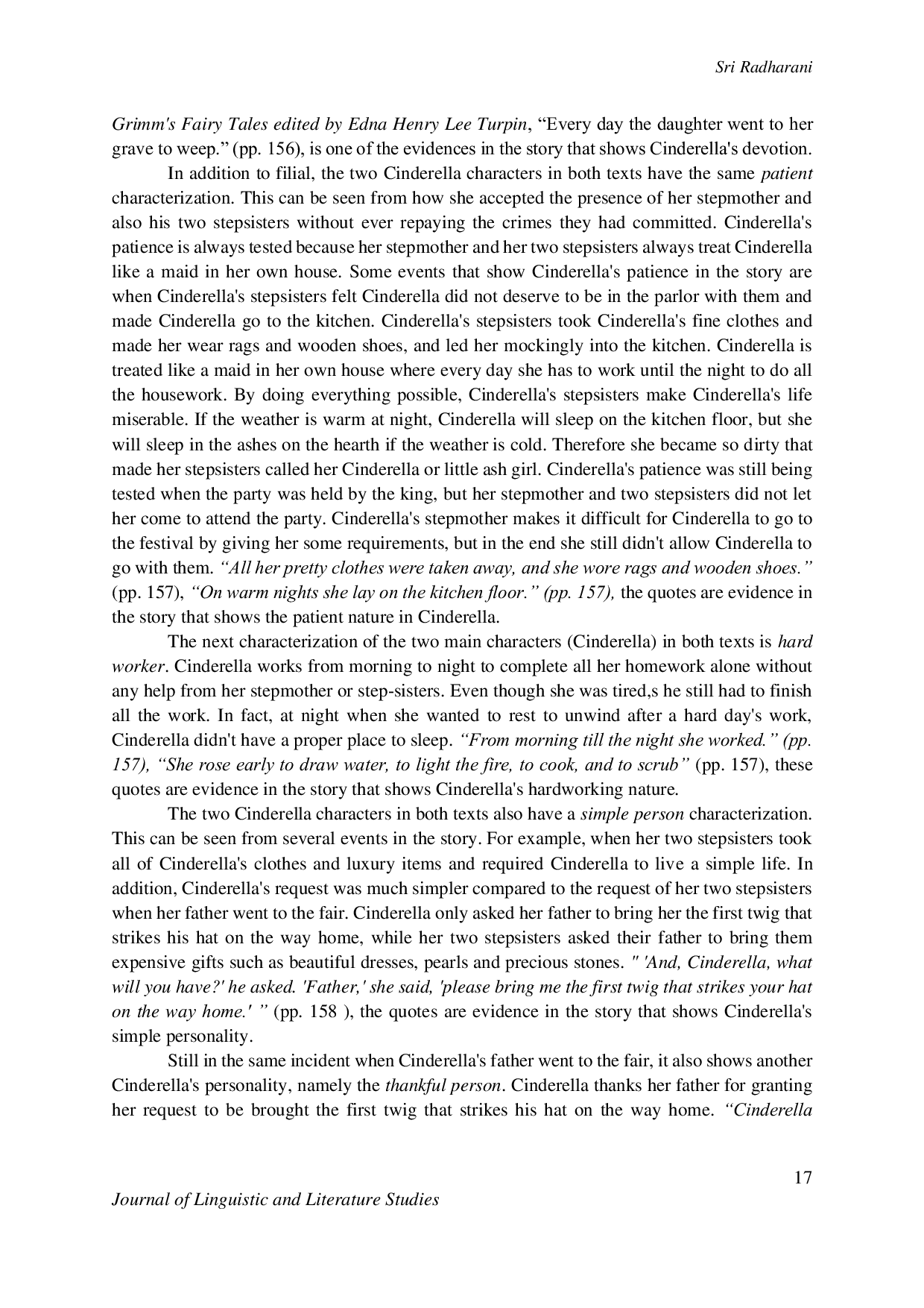 JURIS The Structural Analysis of The Main Character in Cinderella s Short Story in Grimms Fairy Tales