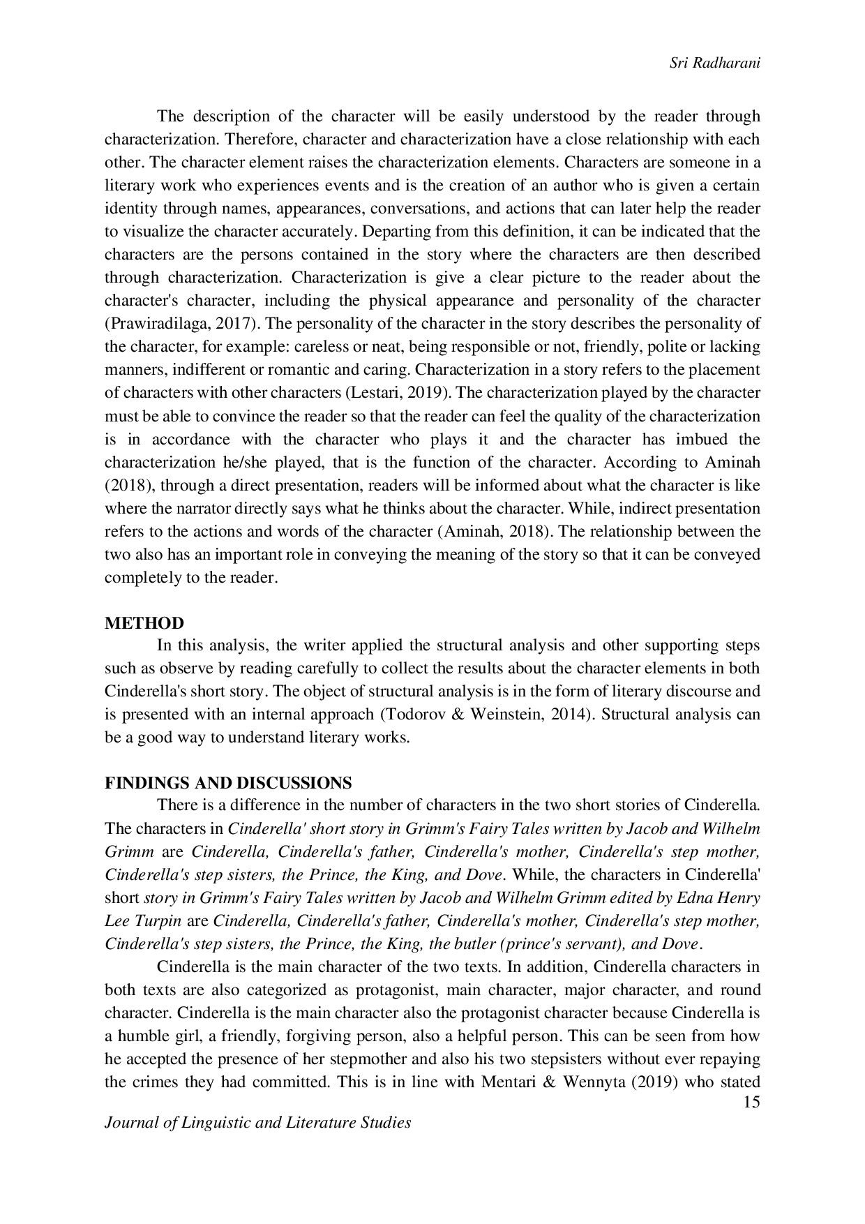 JURIS The Structural Analysis of The Main Character in Cinderella s Short Story in Grimms Fairy Tales