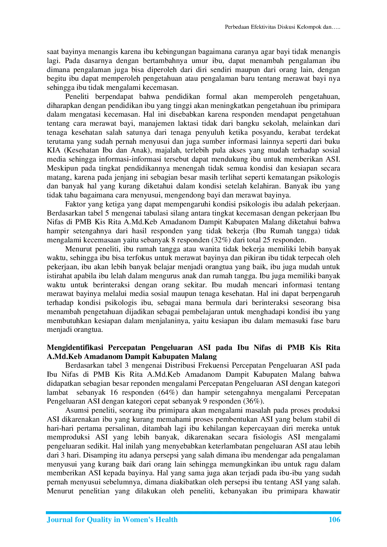 JURIS Analisa Tingkat Kecemasan Dengan Percepatan Pengeluaran ASI Pada Ibu Nifas