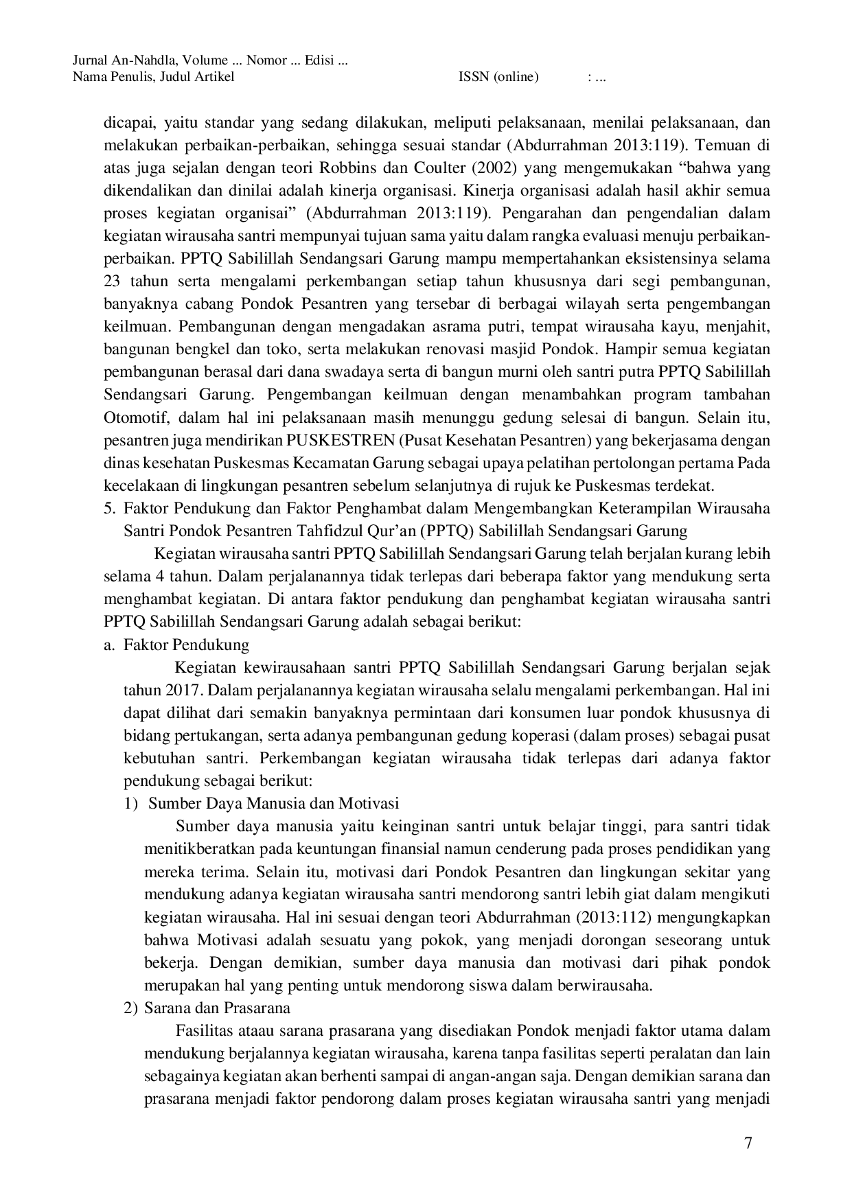 JURIS Manajemen Pondok Pesantren Dalam Pengembangan Keterampilan Wirausaha Santri Pondok Pesantren Tahfidzul Qur an Sabilillah Sendangsari Garung