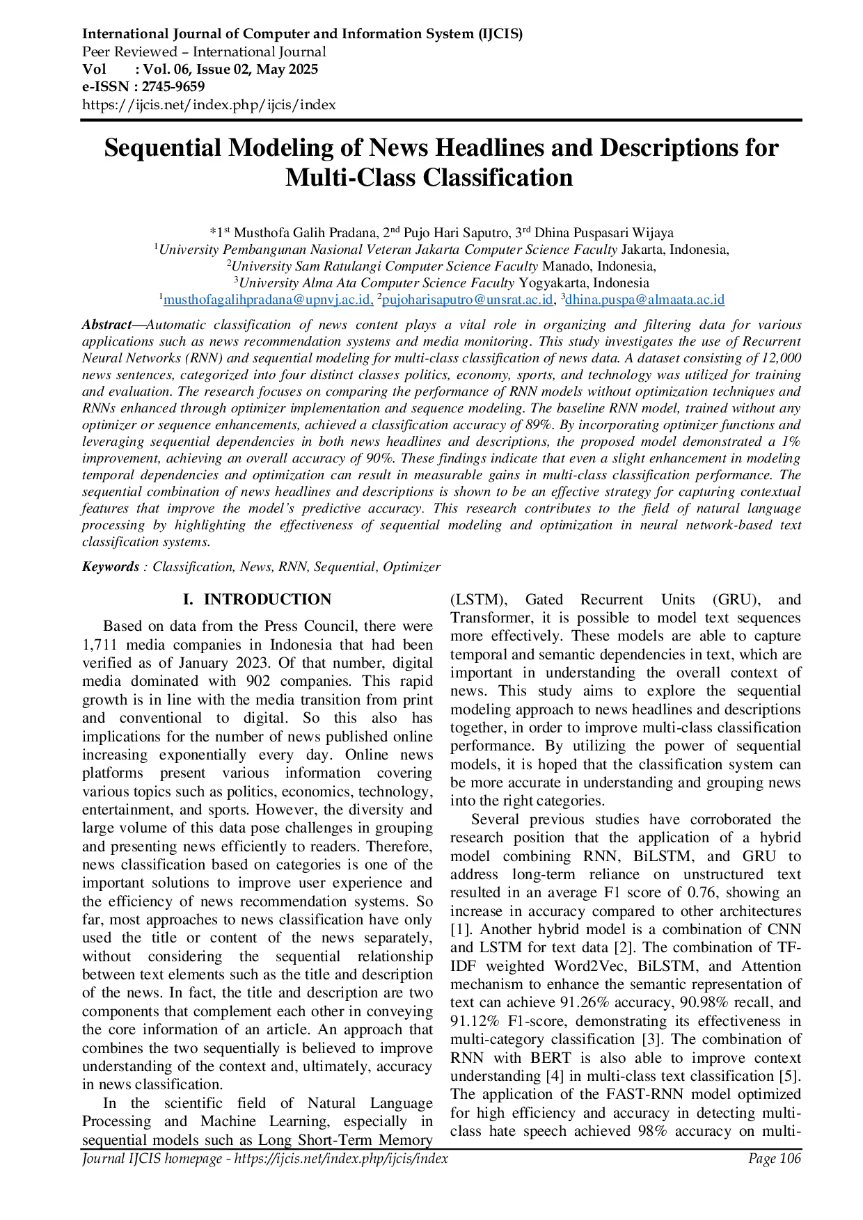 JURIS Sequential Modeling of News Headlines and Descriptions for Multi Class Classification