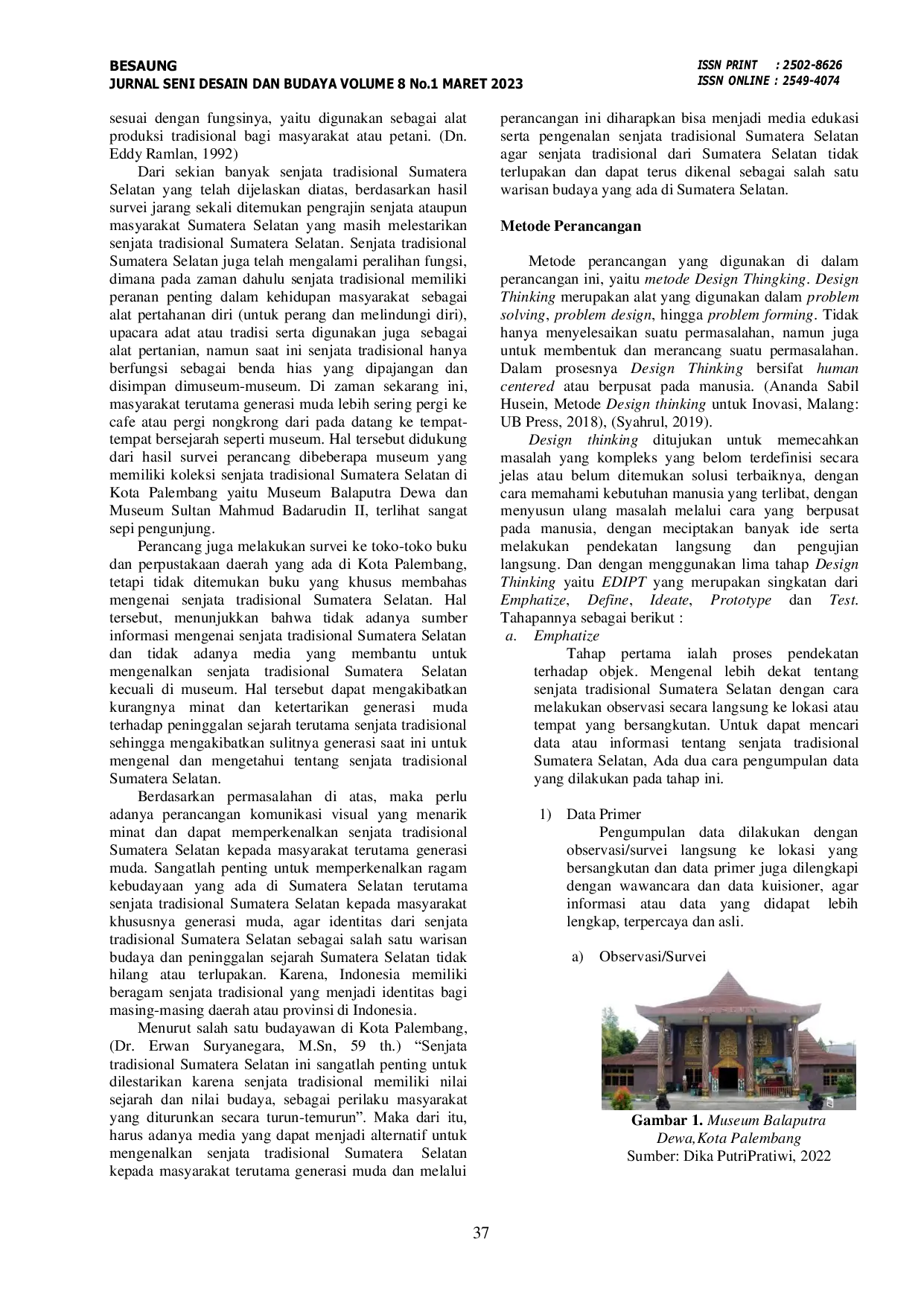 JURIS Perancangan Komunikasi Visual Pengenalan Senjata Tradisional Sumatera Selatan