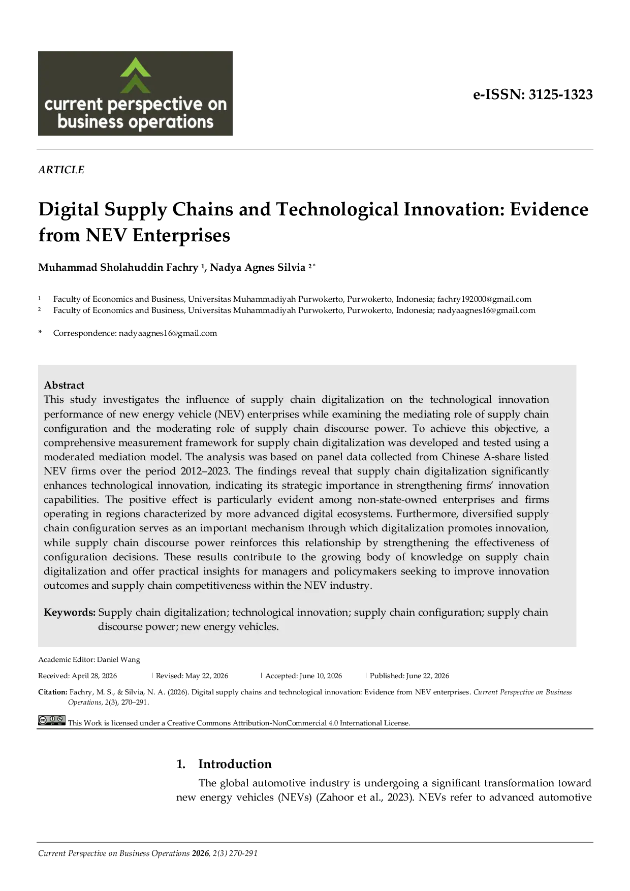 JURIS Digital Supply Chains and Technological Innovation Evidence from NEV Enterprises