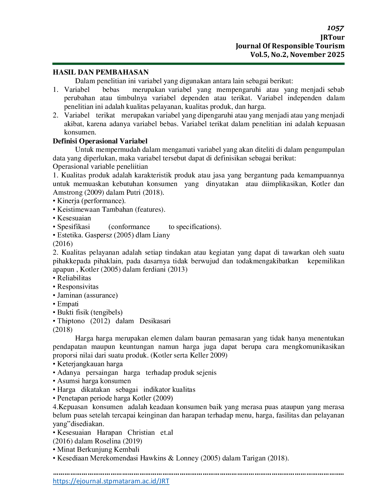 JURIS Pengaruh Kualitas Produk Kualitas Pelayanan dan Harga terhadap Kepuasan Konsumen pada Tuwa Kawa Coffee Roastry Kota Mataram