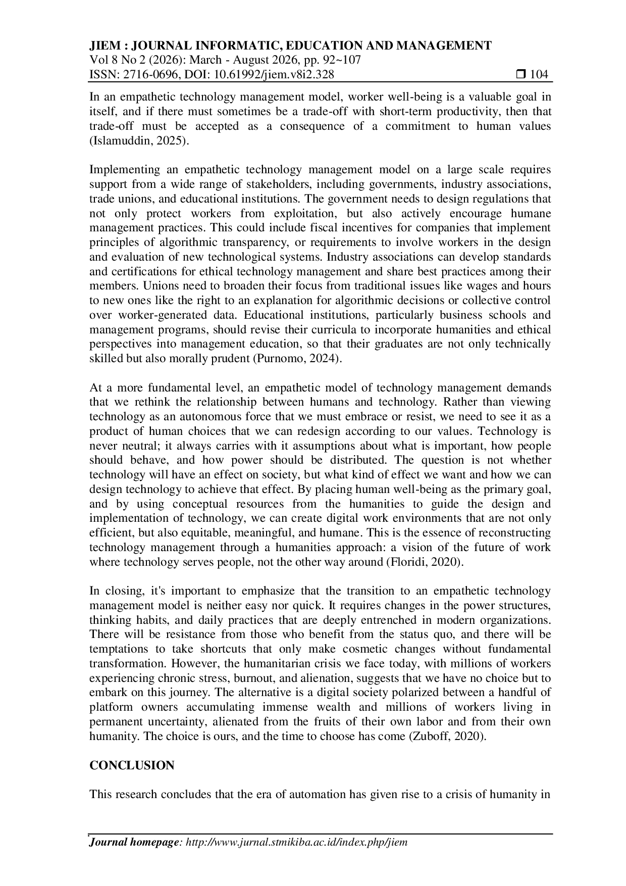 JURIS From Efficiency to Empathy Reconstructing Technology Management Through a Humanities Approach in the Digital Work Environment