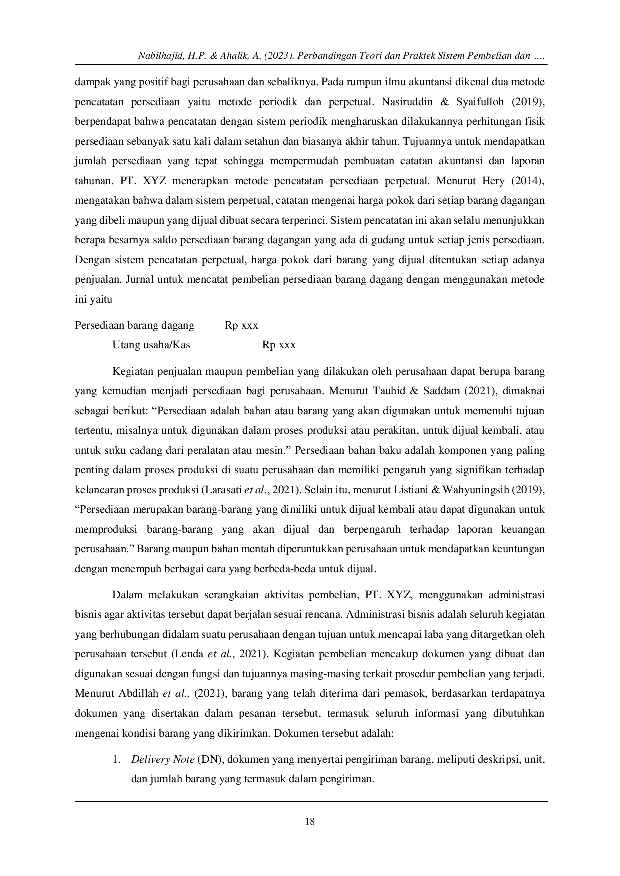 JURIS Perbandingan Teori dan Praktek Sistem Pembelian dan Persediaan Perpetual pada PT XYZ