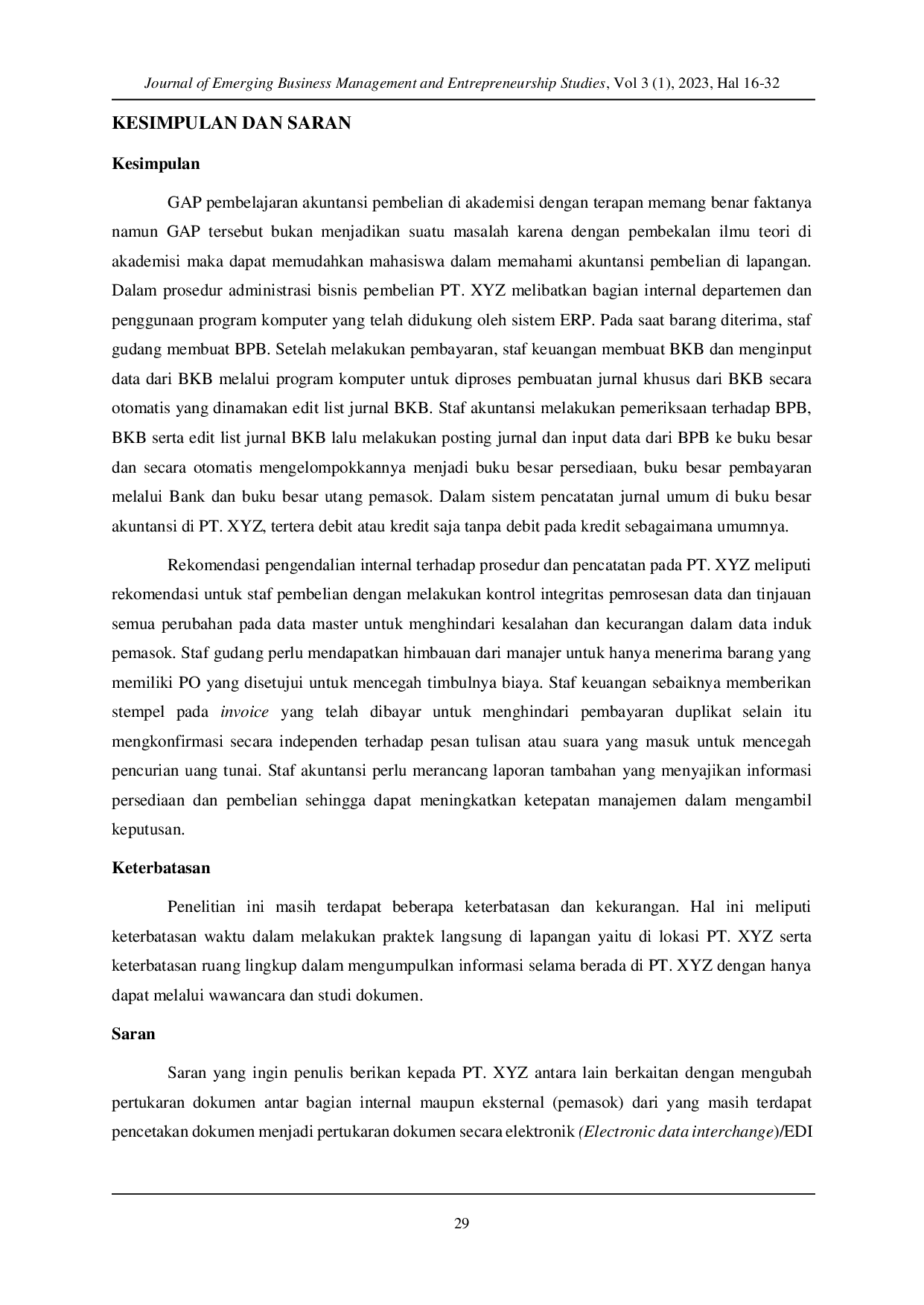 JURIS Perbandingan Teori dan Praktek Sistem Pembelian dan Persediaan Perpetual pada PT XYZ