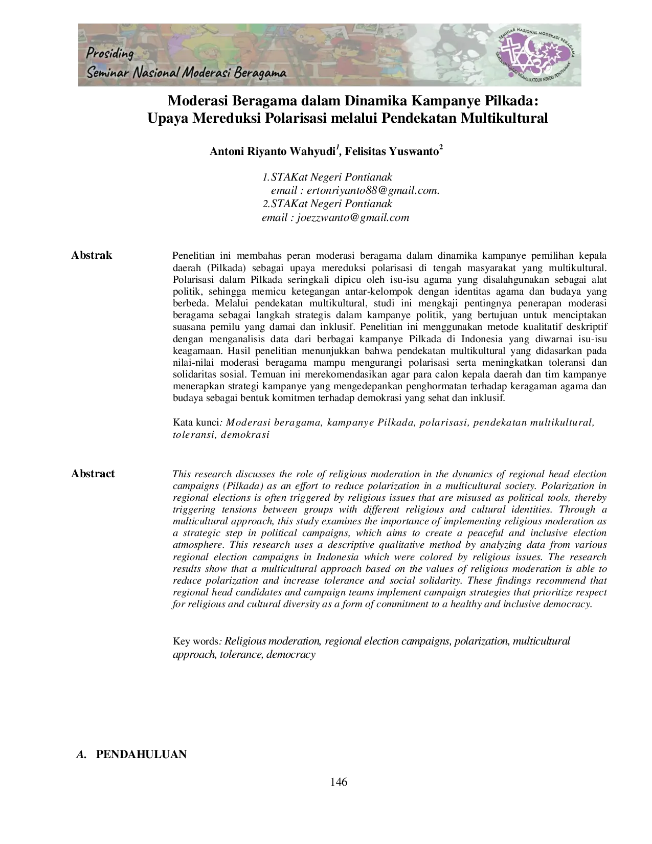 JURIS Moderasi Beragama dalam Dinamika Kampanye Pilkada Upaya Mereduksi Polarisasi melalui Pendekatan Multikultural