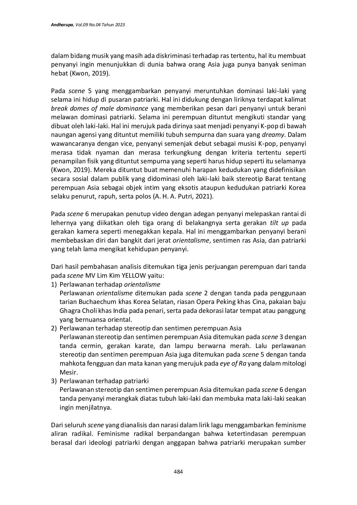 JURIS Analisis Semiotika Perjuangan Perempuan dalam Musik Video Lim Kim Yellow