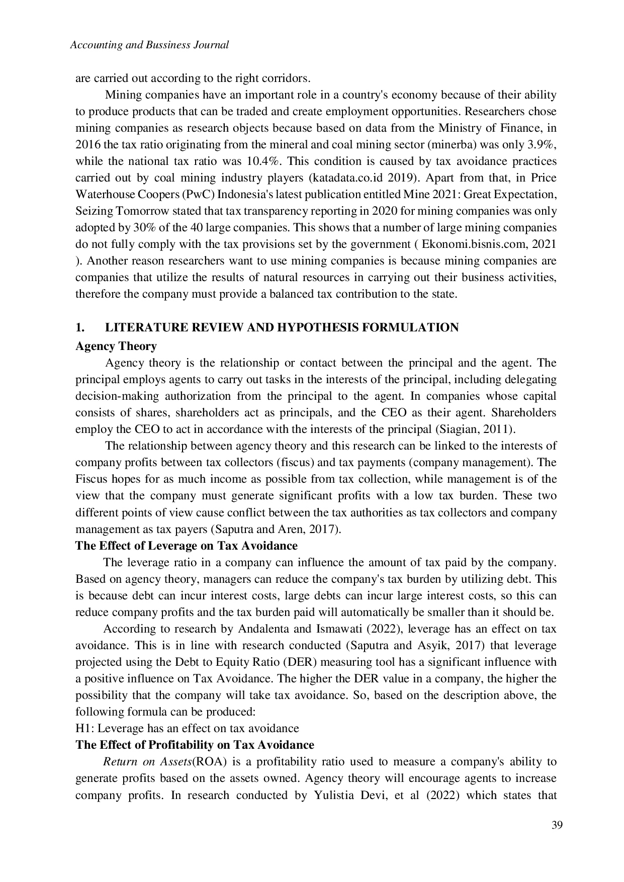 JURIS The Influence Of Profitability Leverage Capital Intensity And Audit Committee On Tax Avoidance