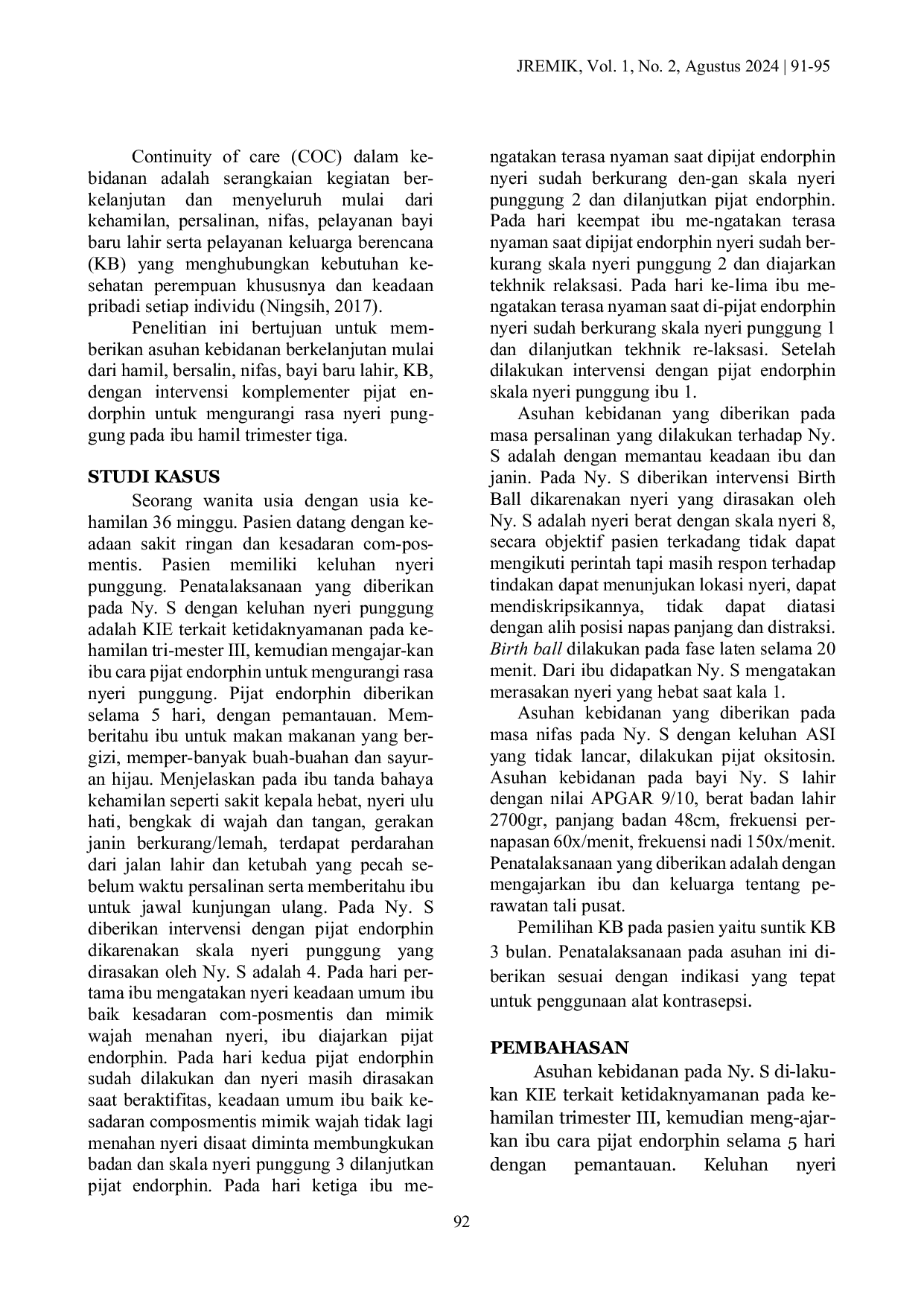 JURIS The Asuhan Kebidanan pada Ibu Hamil dengan Nyeri Punggung