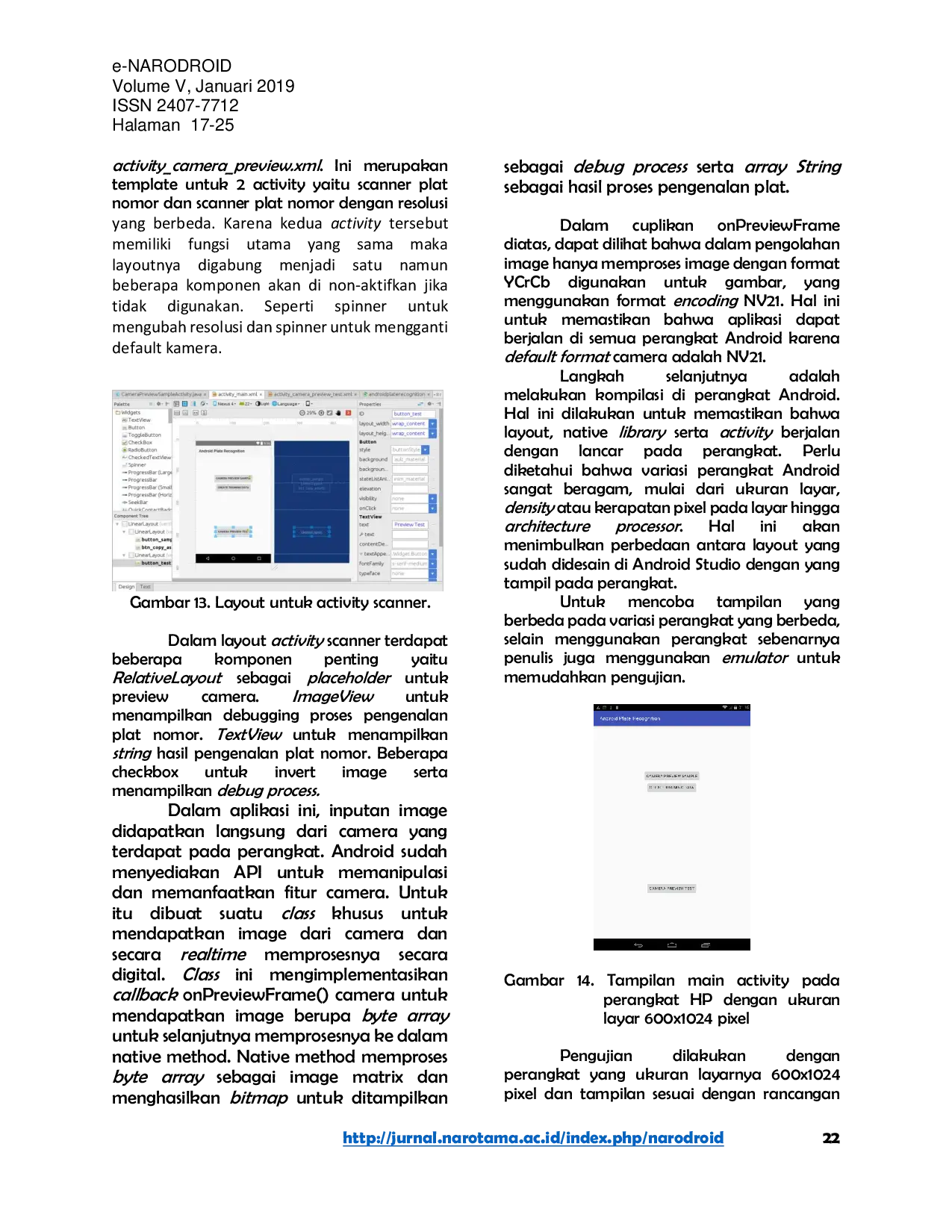 JURIS Identifikasi Plat Nomor Kendaraan Bermotor Menggunakan Metode Multi Step Image Processing Berbasis Android