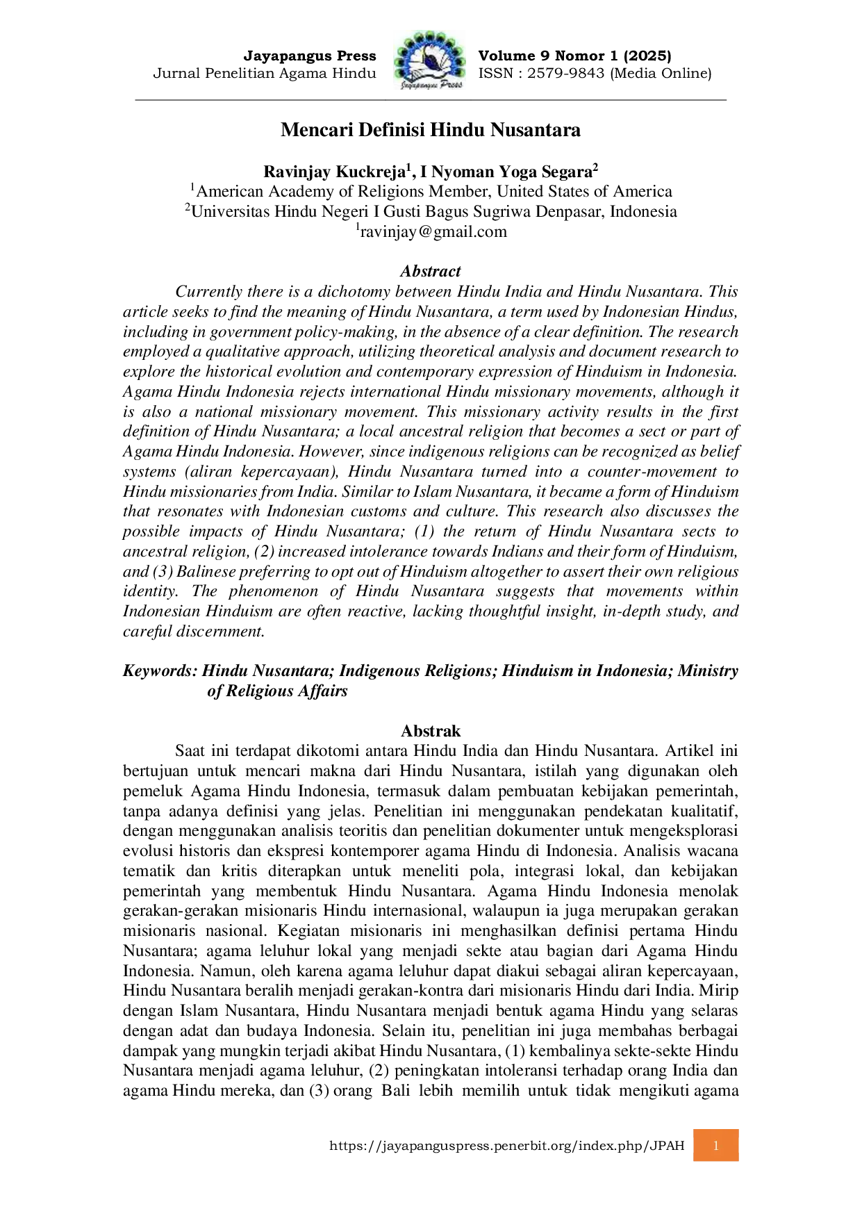 JURIS Mencari Definisi Hindu Nusantara