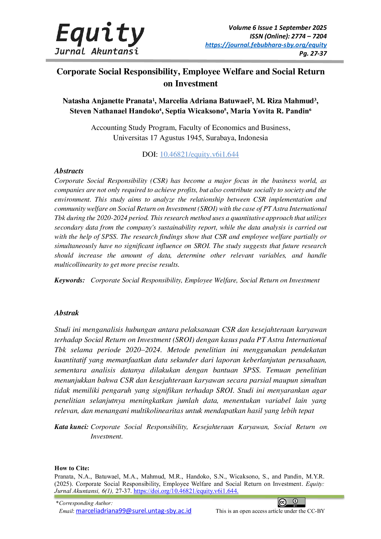 JURIS Corporate Social Responsibility Employee Welfare and Social Return on Investment