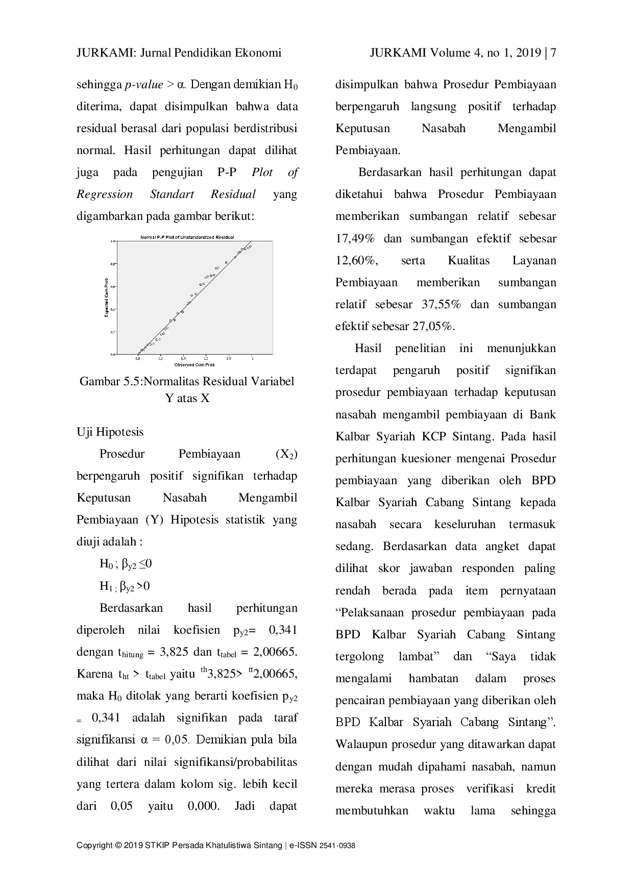juris Pengaruh Prosedur Pembiayaan Terhadap Keputusan Pengambilan Pembiayaan Pada BPD Kalimantan Barat KCP Syariah Cabang Sintang