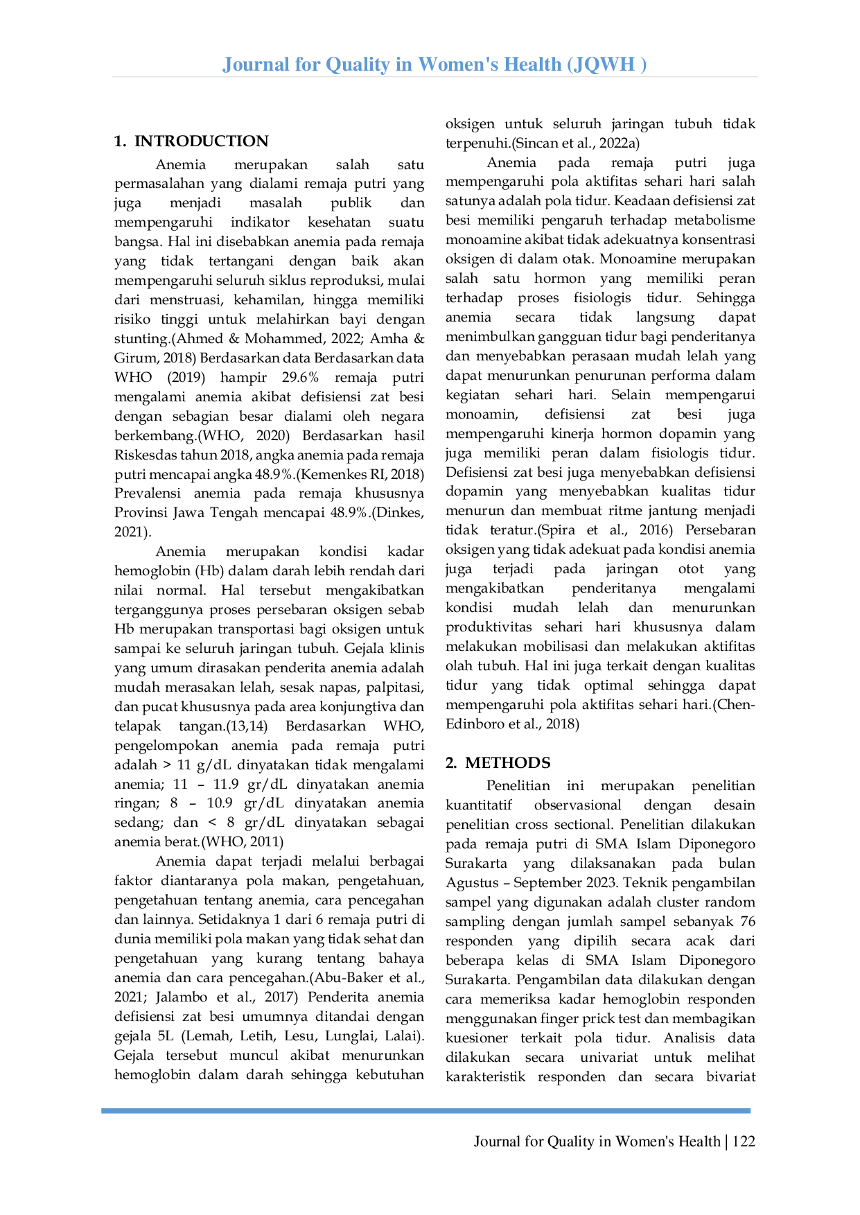 JURIS Anemia And Sleep Patterns Among Adolescent Women In Surakarta City The Title Of The Article Is English