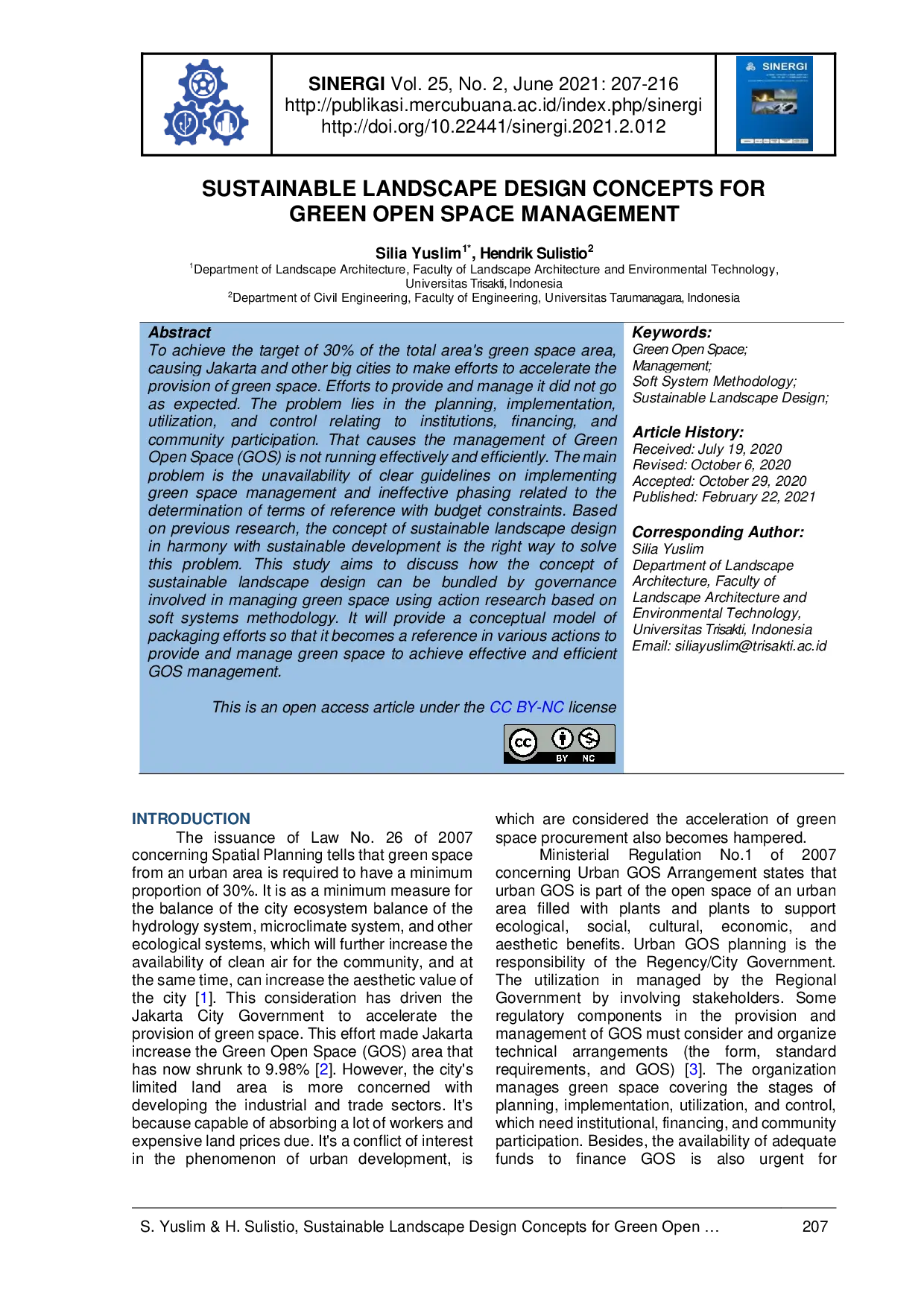 JURIS Konsep Desain Lanskap Berkelanjutan untuk Pengelolaan Ruang Terbuka Hijau