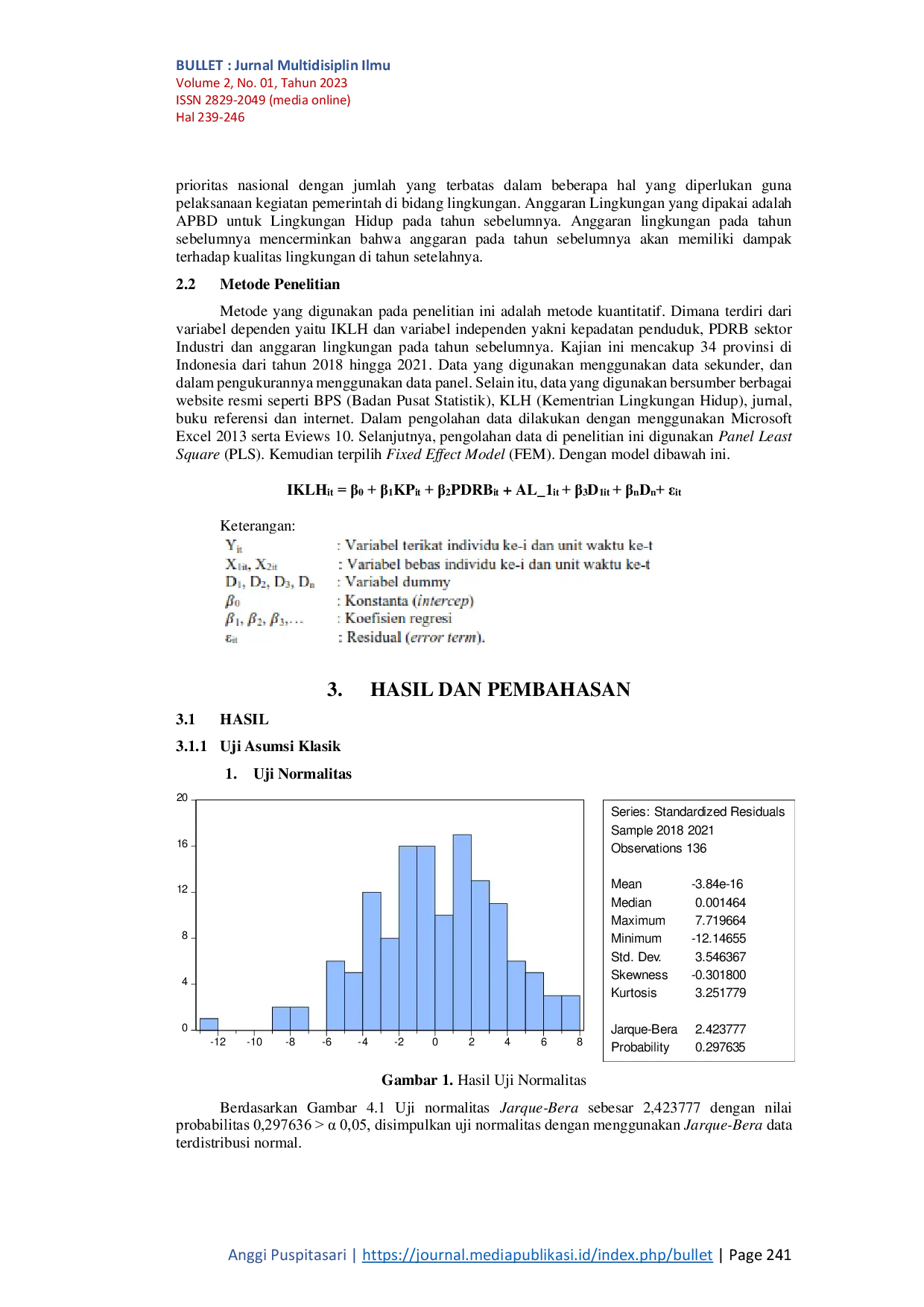 JURIS Pengaruh Aspek Ekonomi Serta Peran Pemerintah Terhadap Kualitas Lingkungan di Indonesia