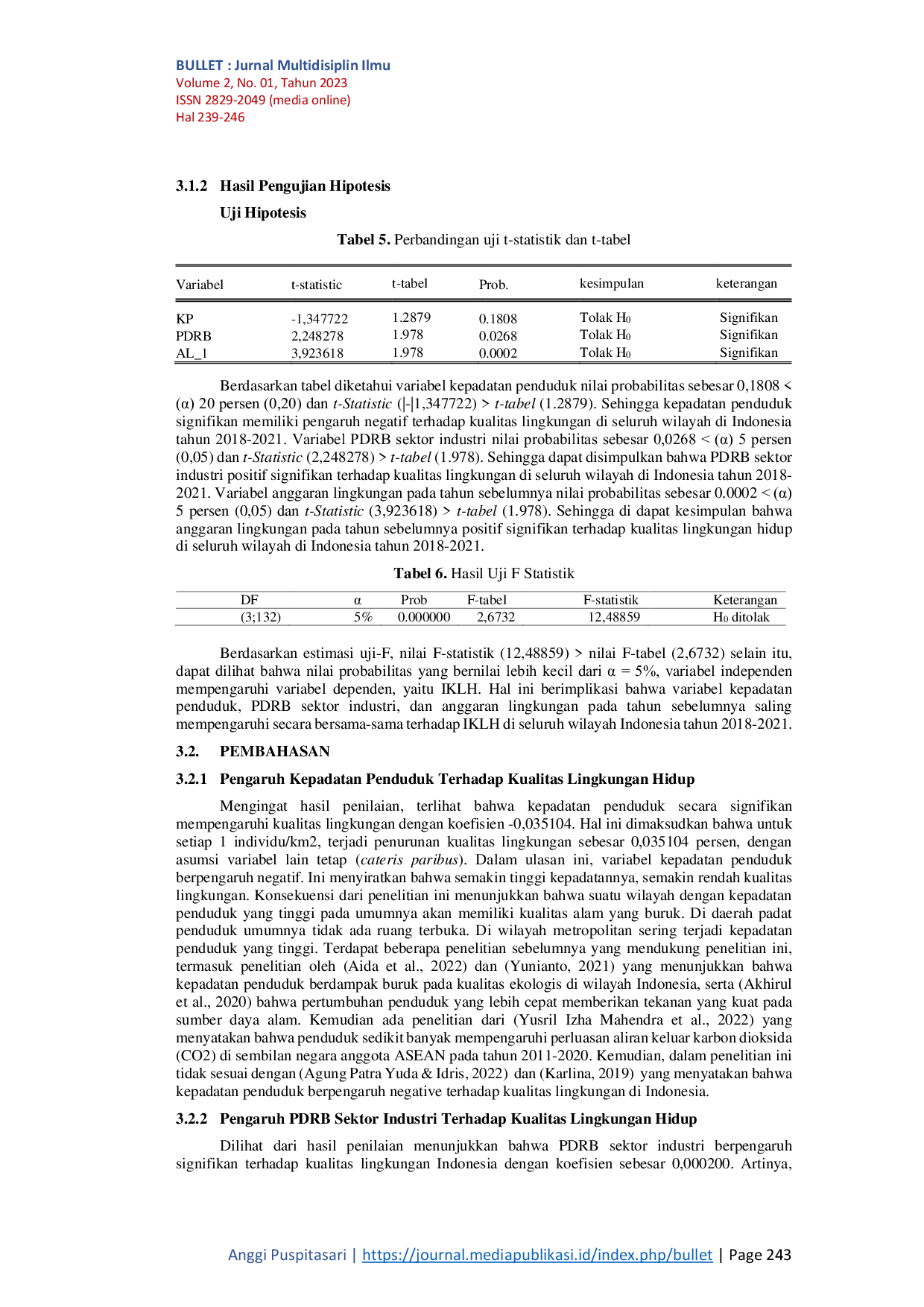 JURIS Pengaruh Aspek Ekonomi Serta Peran Pemerintah Terhadap Kualitas Lingkungan di Indonesia